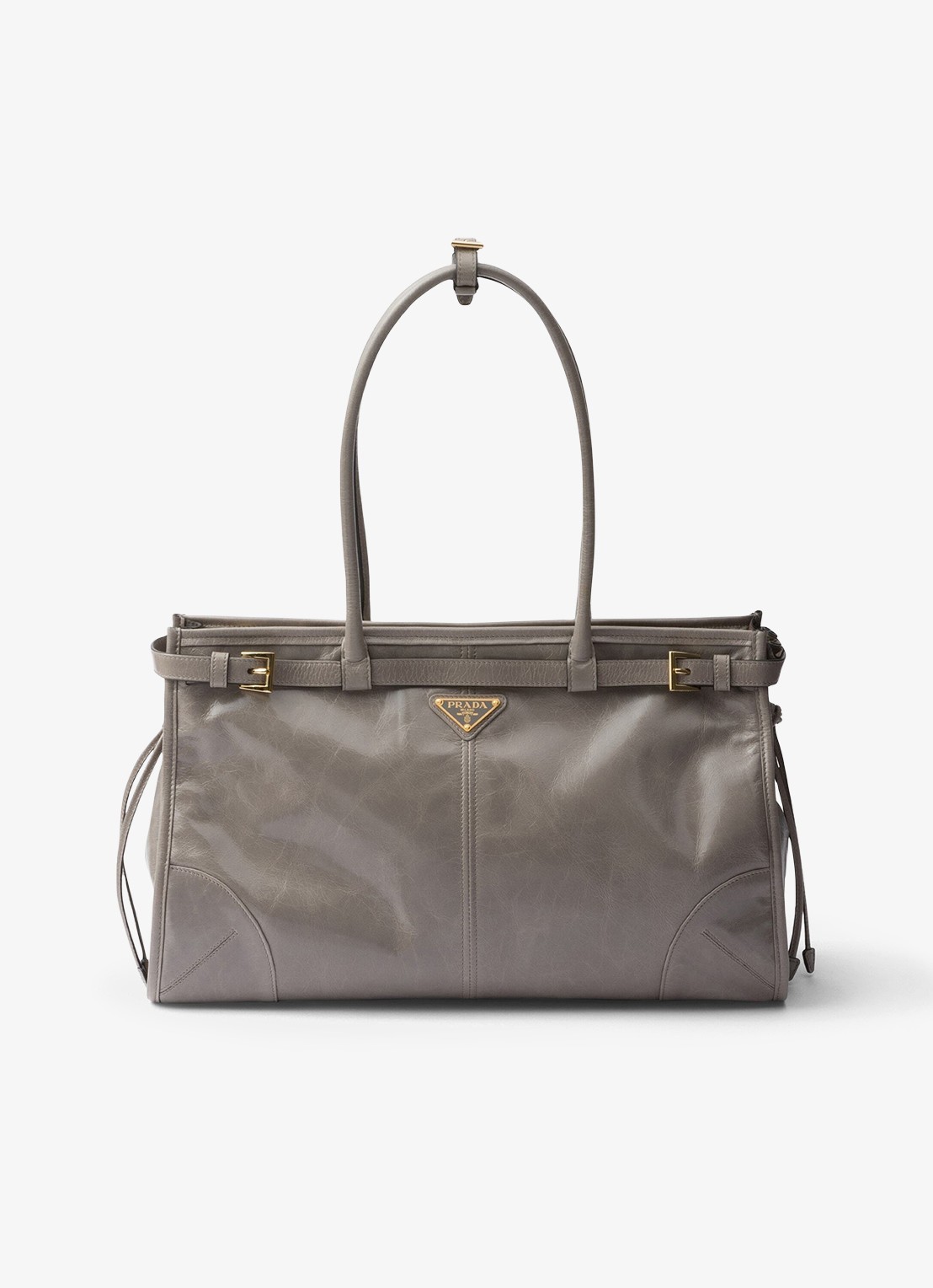 Prada Bonnie Large schoudertas van kalfsleer - voorkant 2 middengrijs