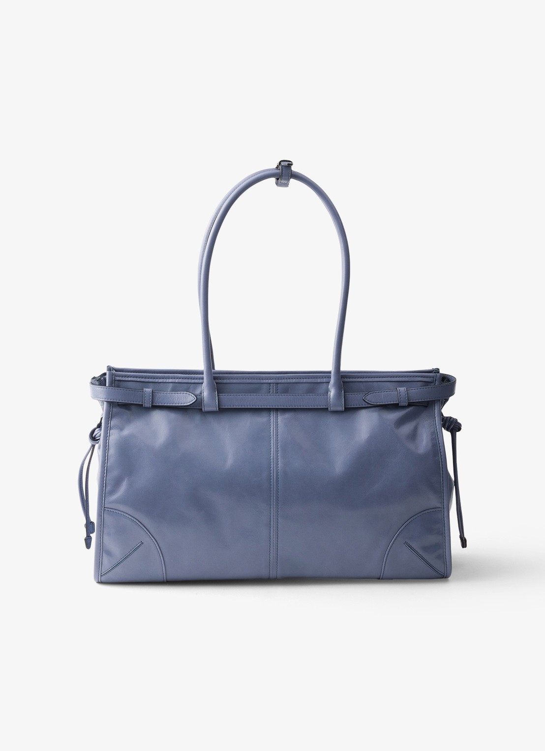 Prada Bonnie Large schoudertas van kalfsleer - achterkant staalblauw