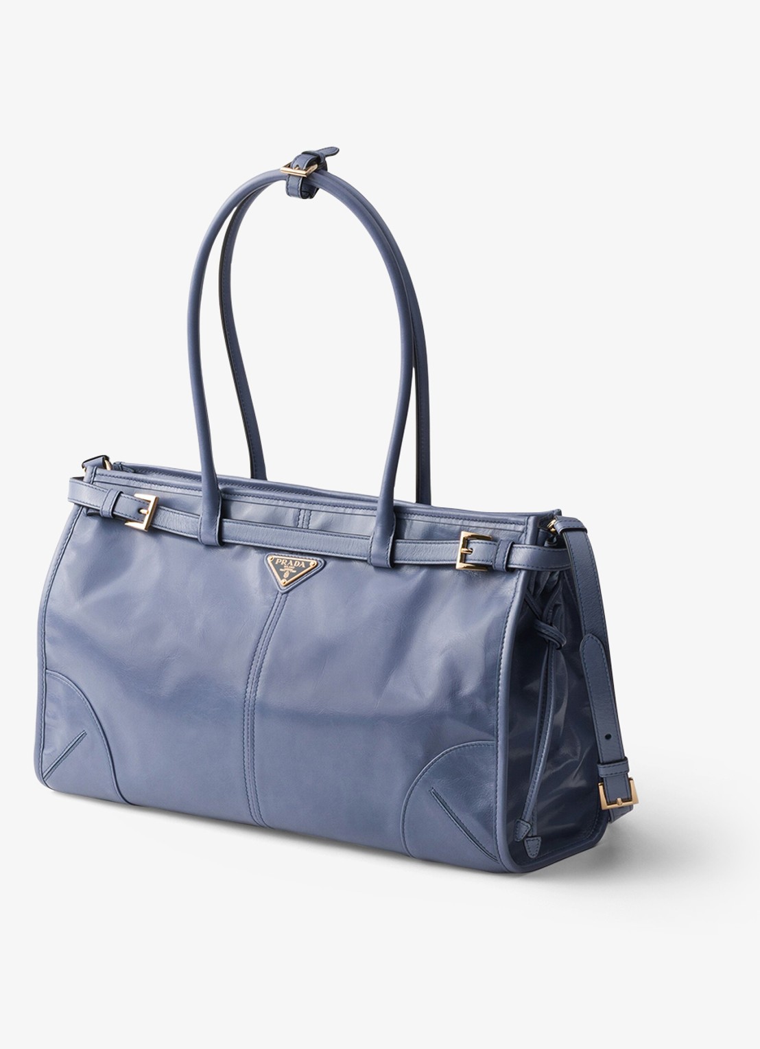 Prada Bonnie Large schoudertas van kalfsleer - voorkant 6 staalblauw