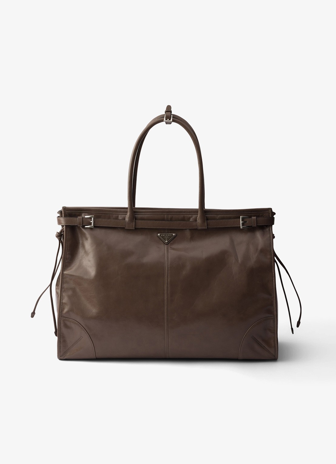 Prada Bonnie Large schoudertas van kalfsleer - voorkant taupe