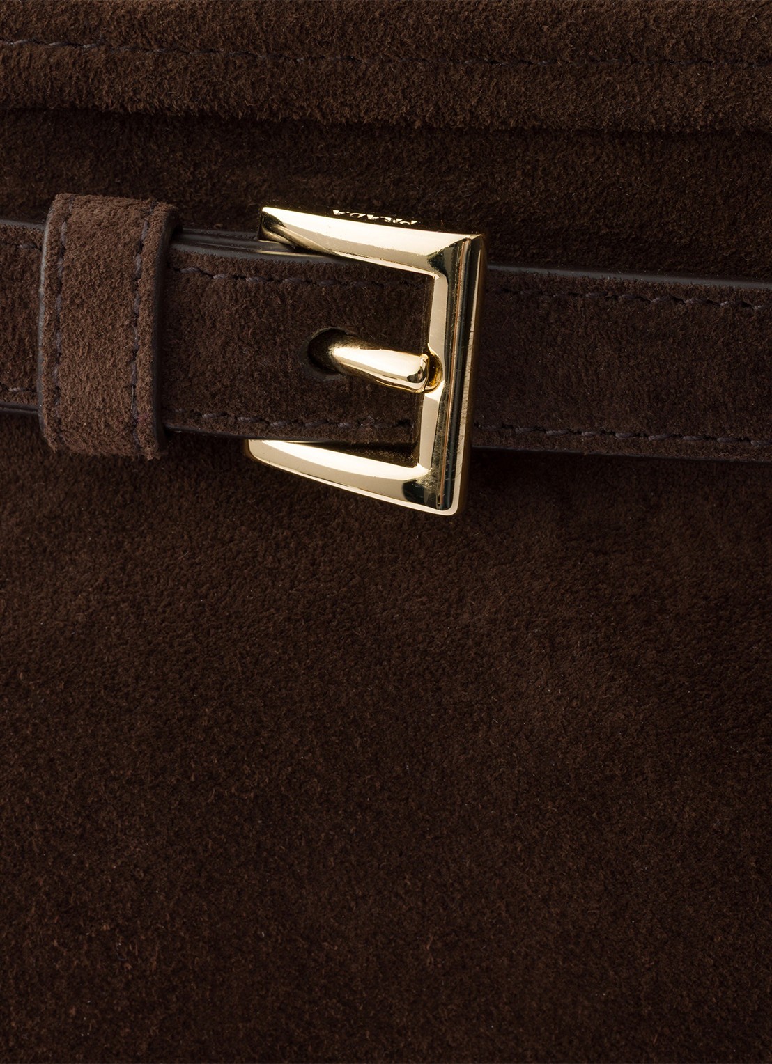 Prada Bonnie Large schoudertas van kalfssuède - detail 6 donkerbruin