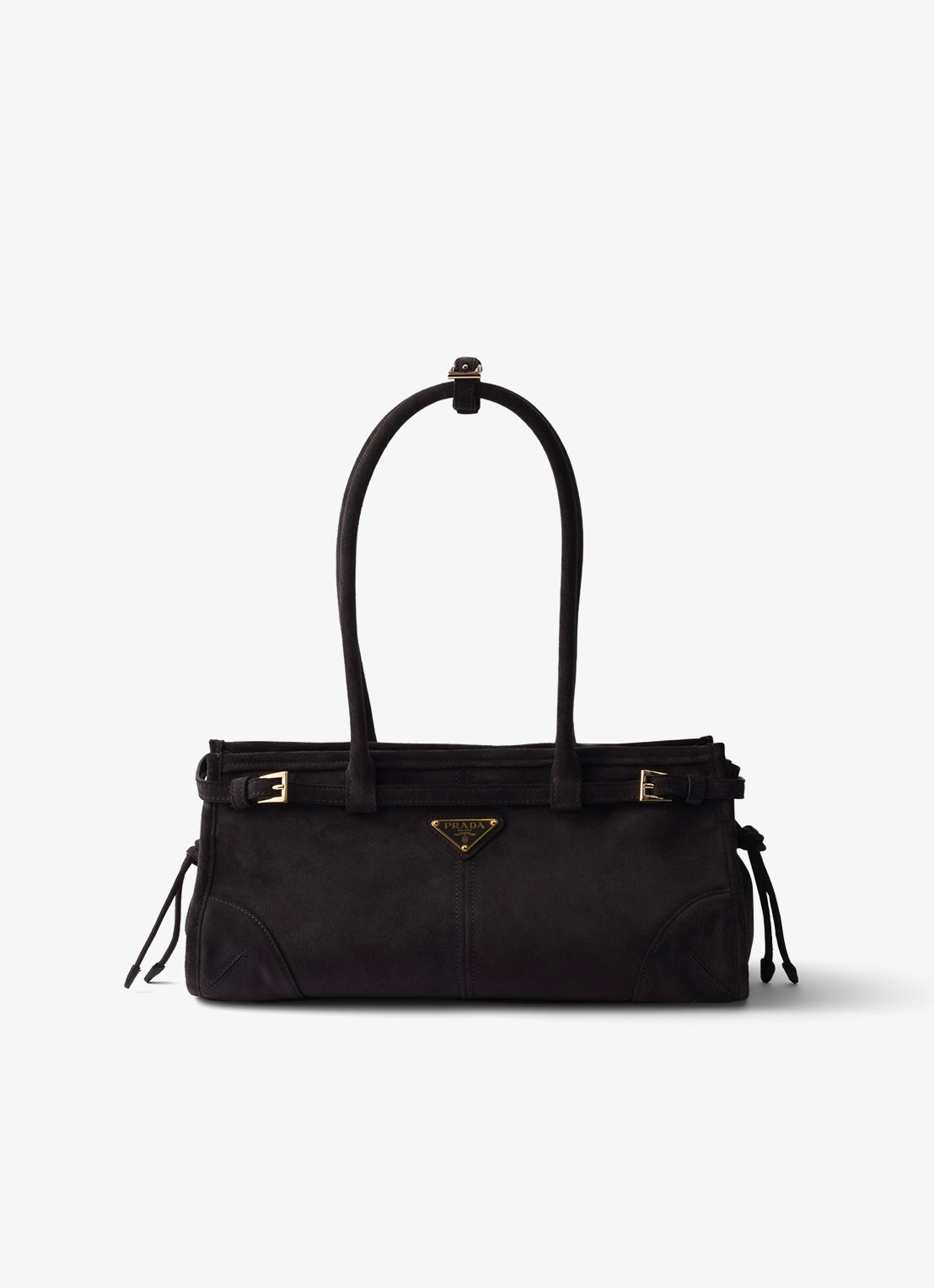 Prada Bonnie Medium handtas van kalfssuède - voorkant taupe