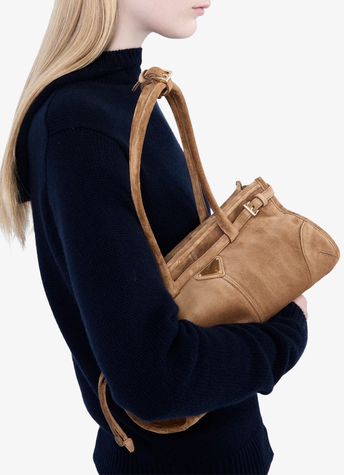 Prada Bonnie Medium handtas van kalfssuède - detail 5 bruin