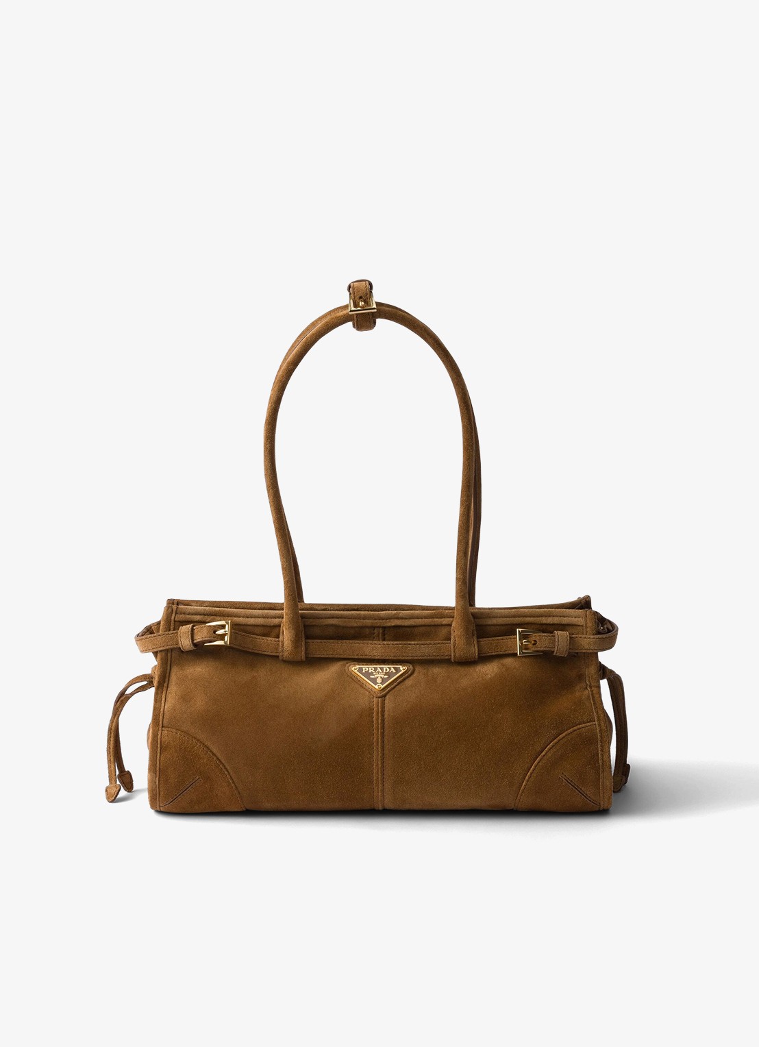 Prada Bonnie Medium handtas van kalfssuède - voorkant bruin