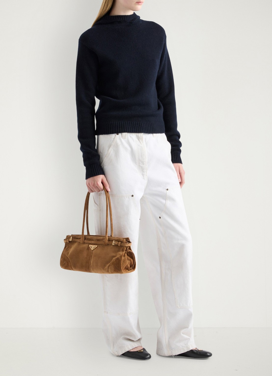 Prada Bonnie Medium handtas van kalfssuède - voorkant 2 bruin