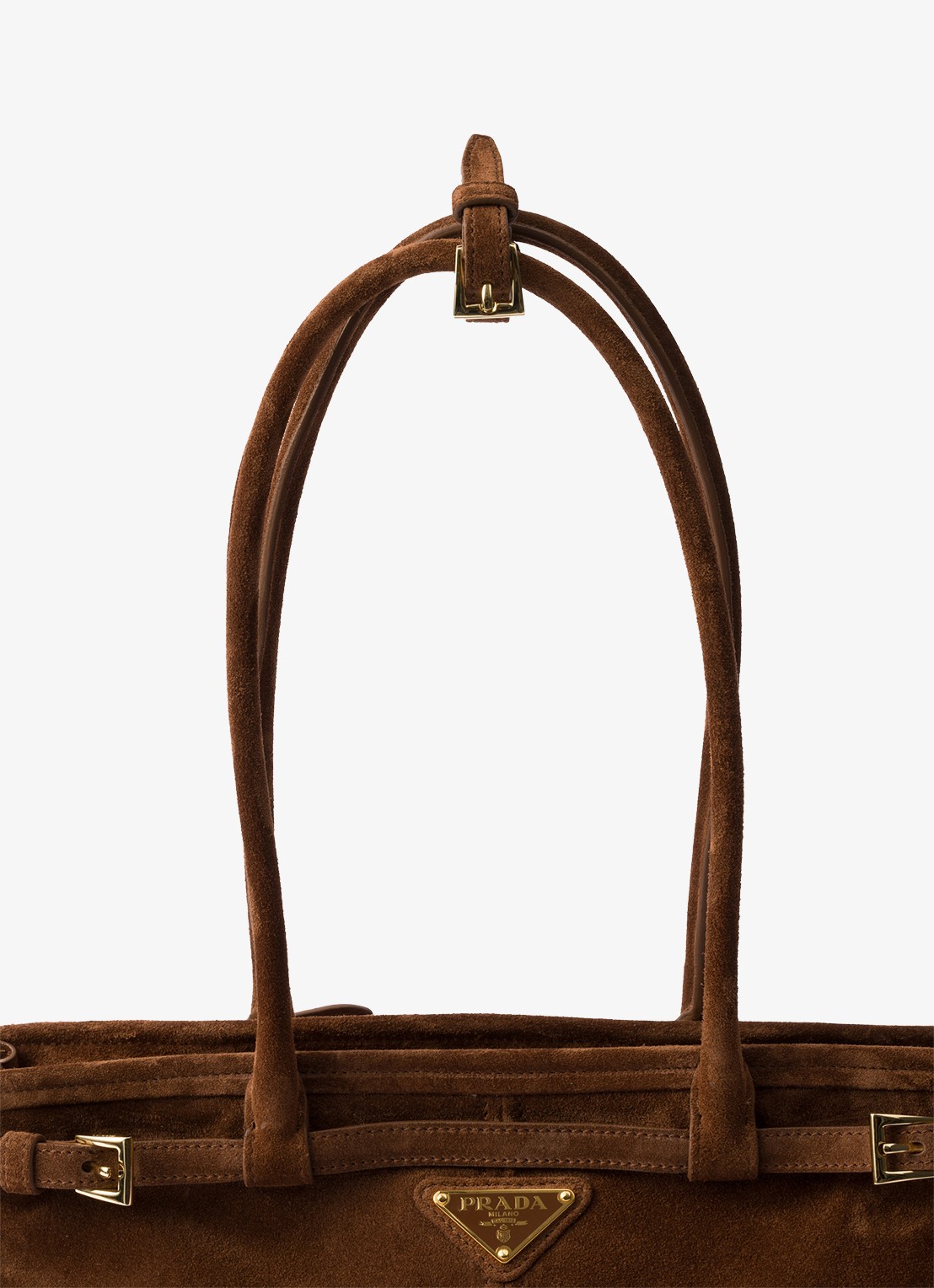 Prada Bonnie Medium handtas van kalfssuède - detail 6 donkerbruin