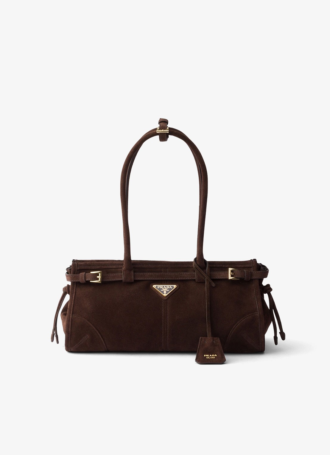 Prada Bonnie Medium handtas van kalfssuède - voorkant 4 naturel