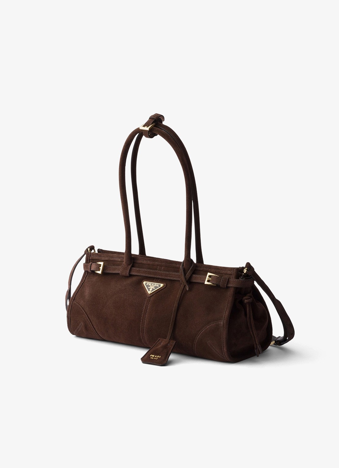 Prada Bonnie Medium handtas van kalfssuède - voorkant 5 naturel