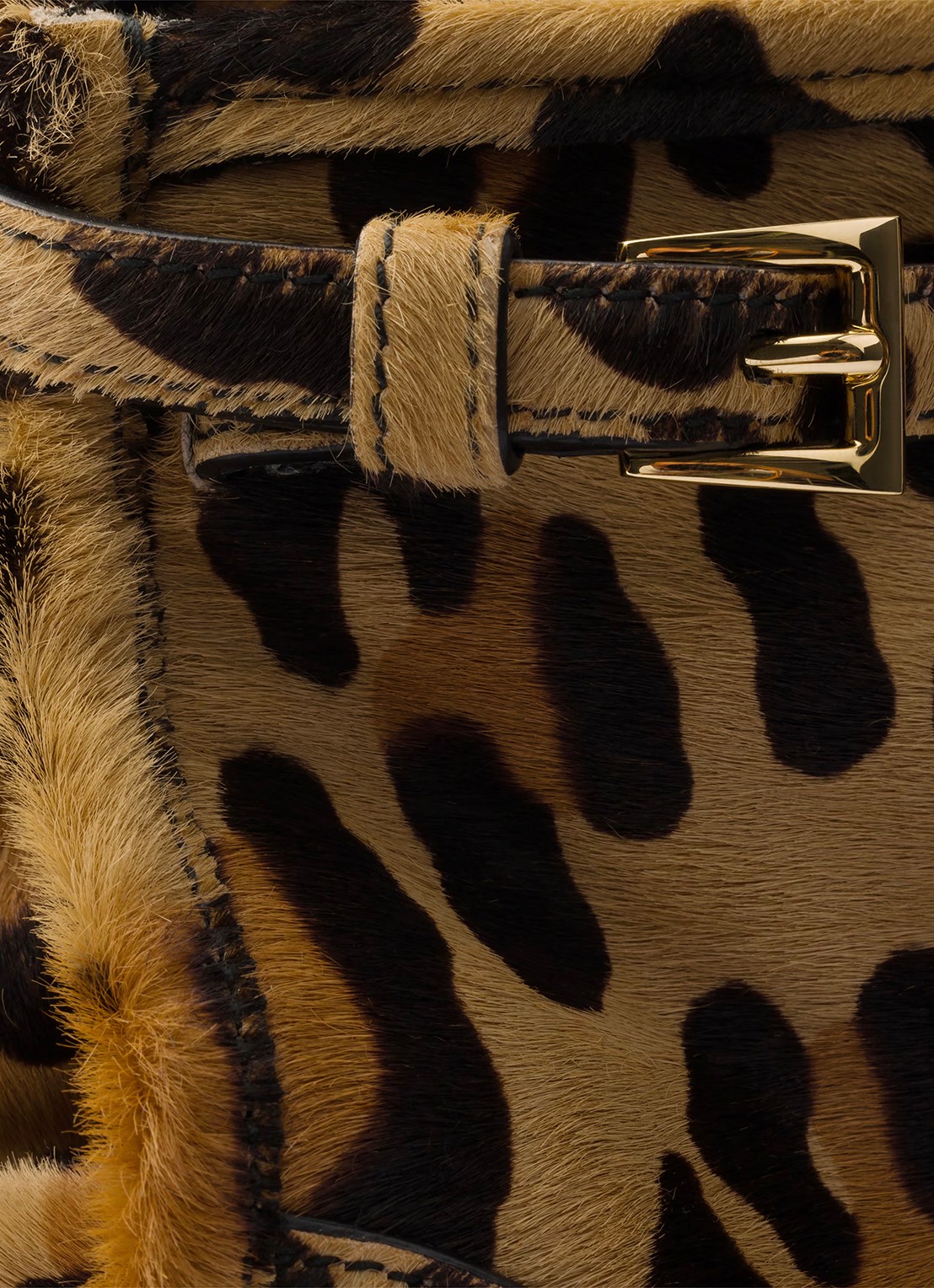Prada Bonnie Medium handtas van leer met panterprint - detail 7 lichtbruin