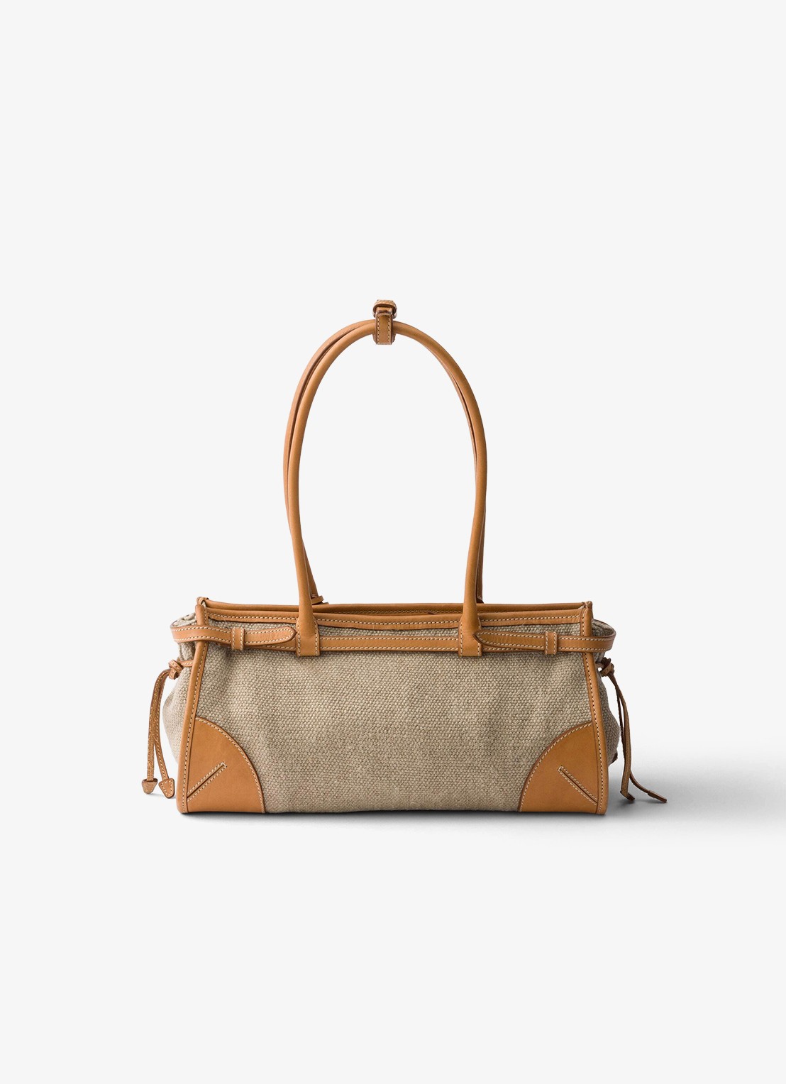 Prada Bonnie Medium schoudertas met leren details - achterkant 7 camel