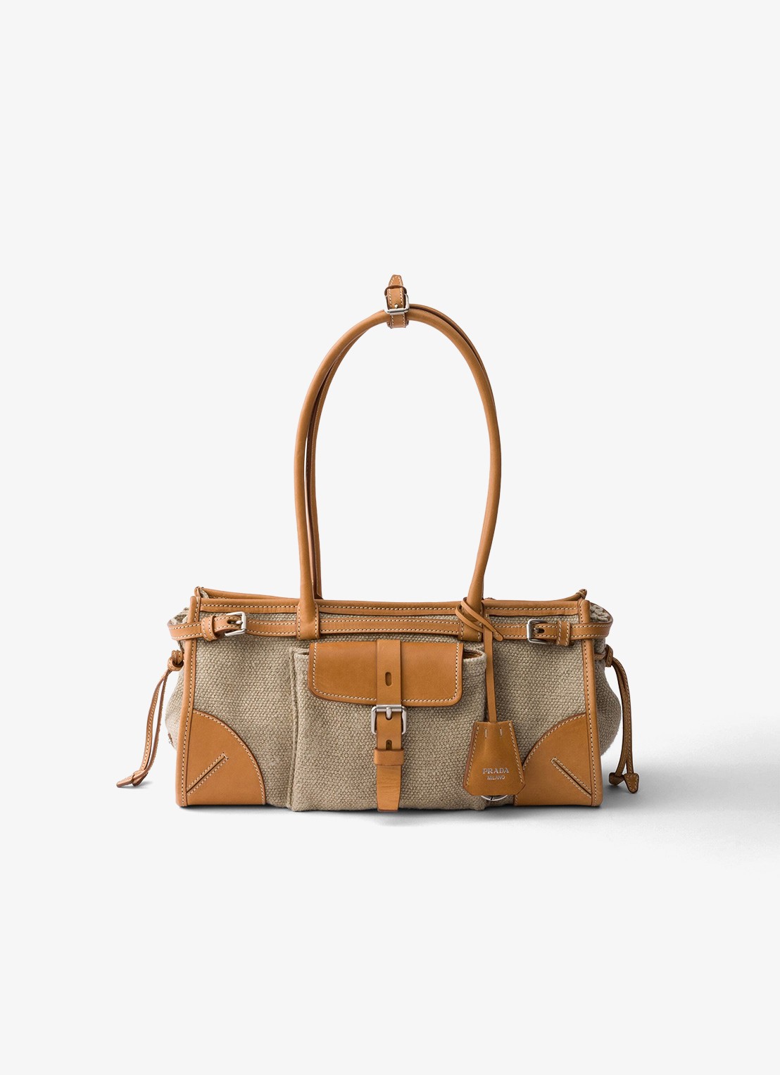 Prada Bonnie Medium schoudertas met leren details - voorkant 5 camel