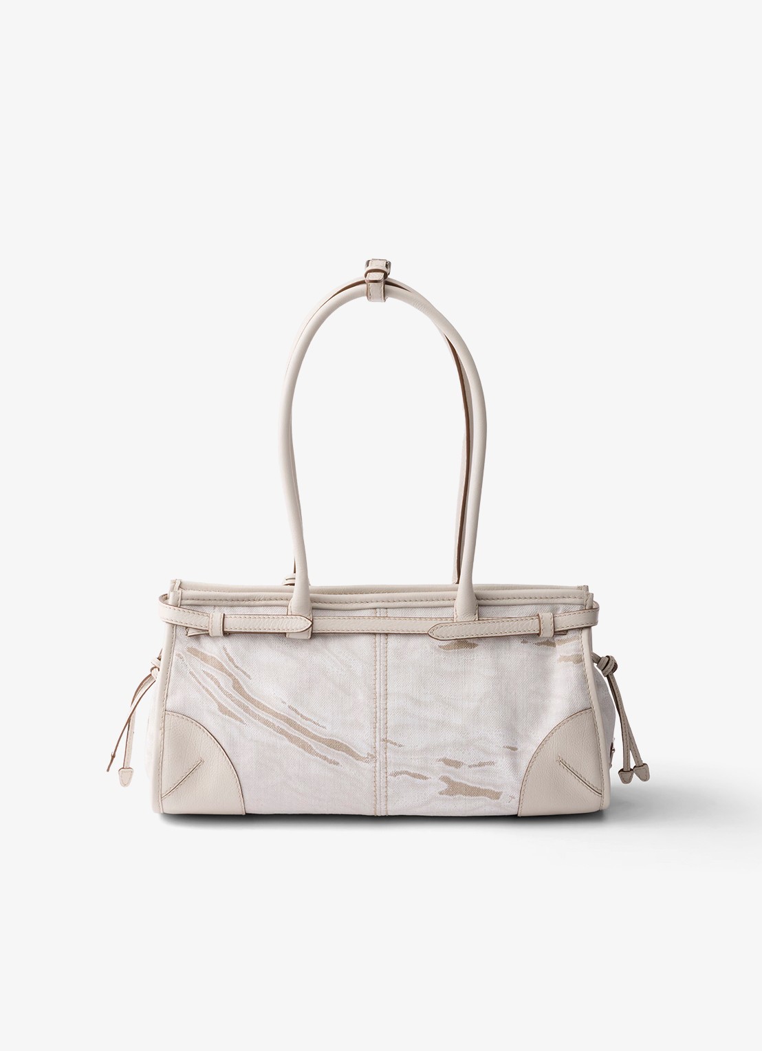 Prada Bonnie Medium schoudertas met leren details - achterkant 7 gebroken wit