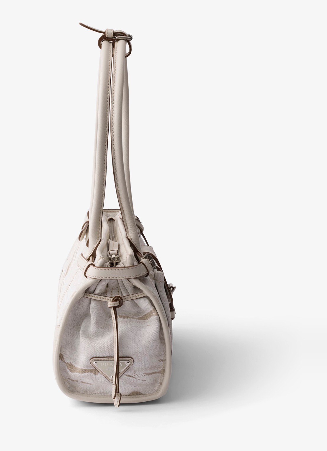 Prada Bonnie Medium schoudertas met leren details - detail 3 gebroken wit