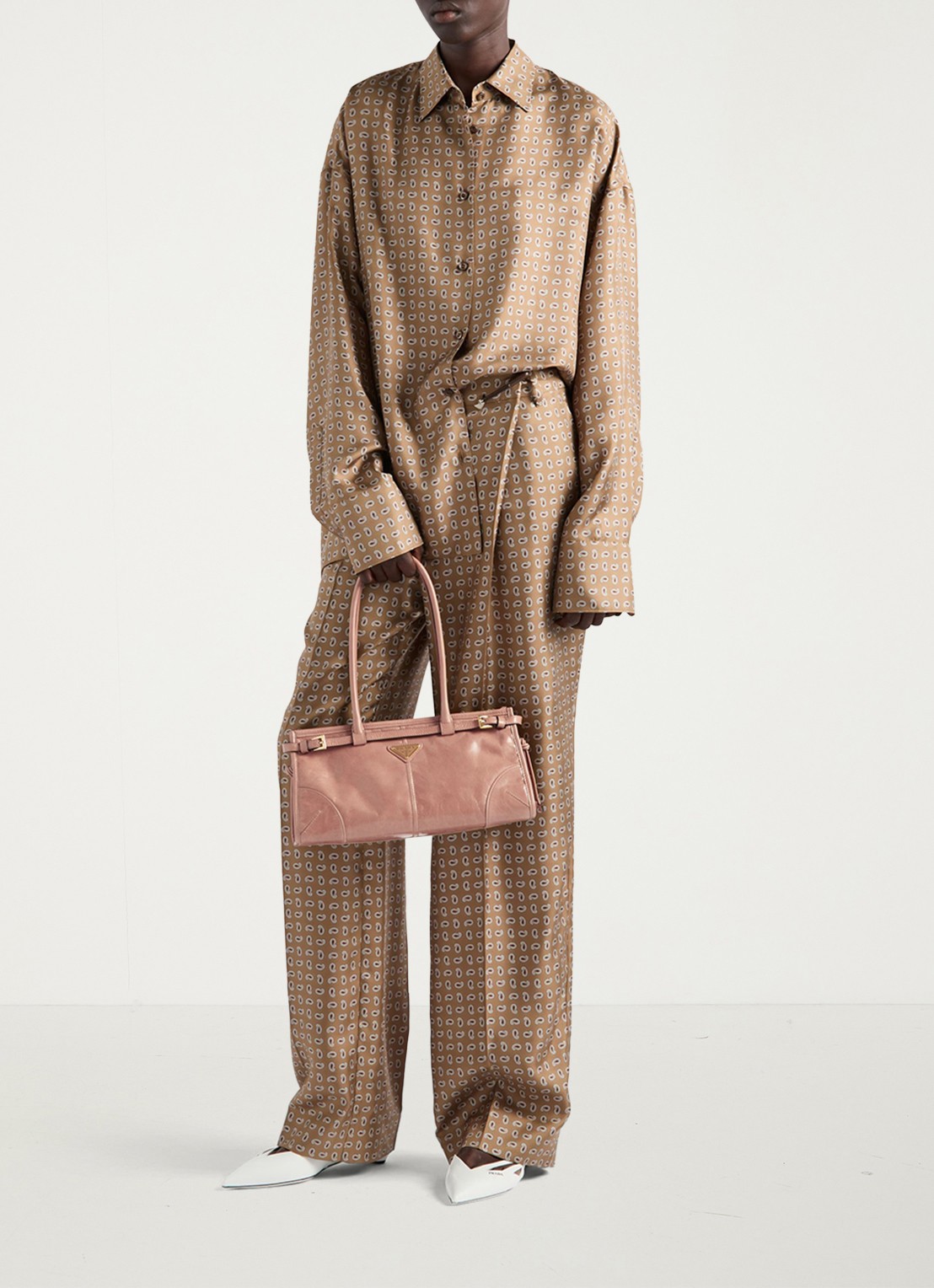 Prada Bonnie Medium schoudertas van kalfsleer - voorkant 3 oudroze