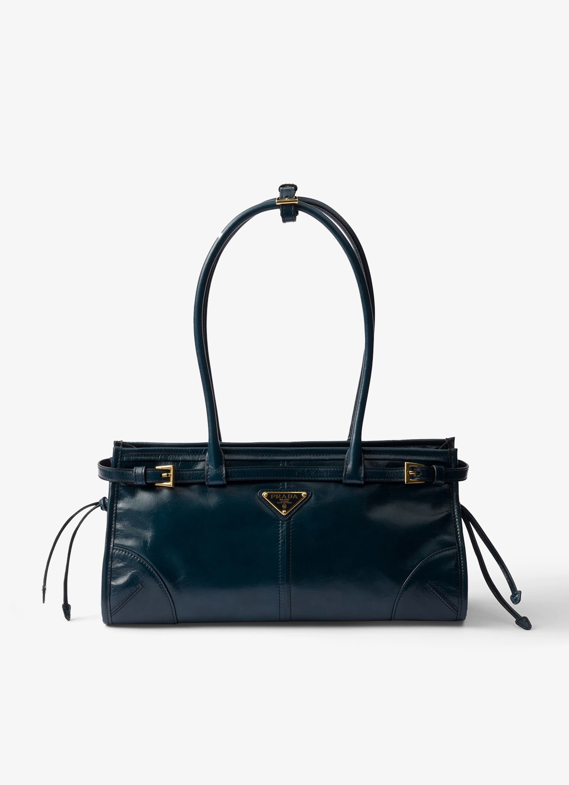 Prada Bonnie Medium schoudertas van kalfsleer - voorkant petrol