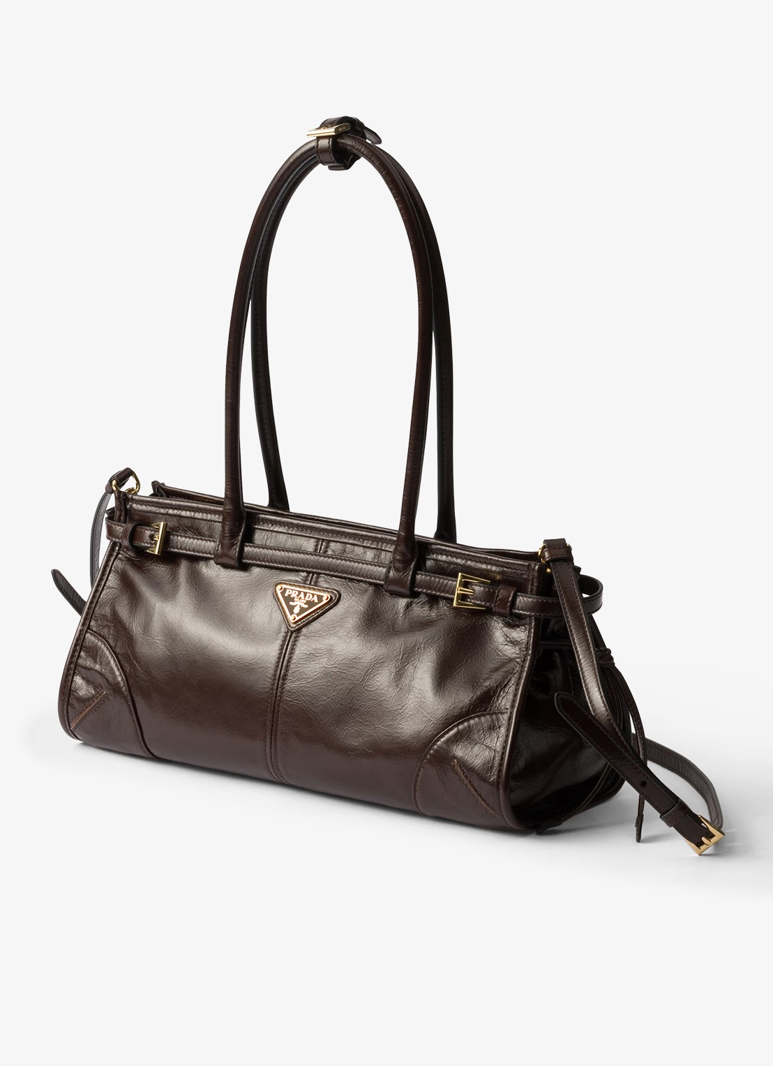 Prada Bonnie Medium schoudertas van kalfsleer - achterkant 9 donkerbruin