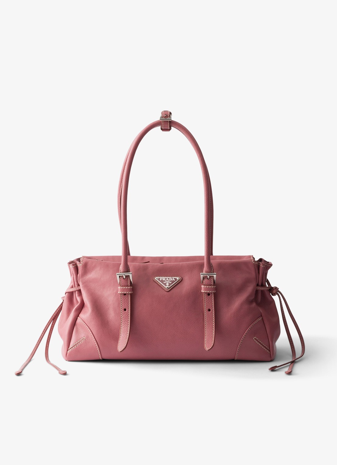 Prada Bonnie Medium schoudertas van kalfsleer - voorkant oudroze
