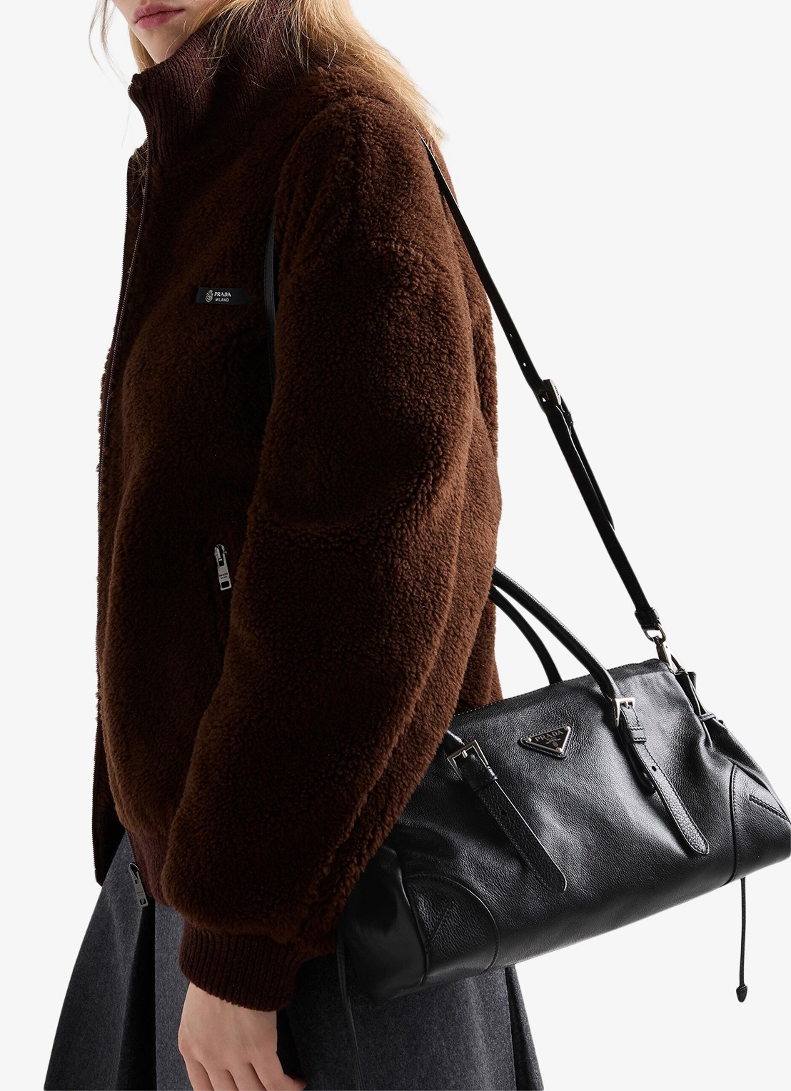 Prada Bonnie Medium schoudertas van kalfsleer - detail 7 zwart
