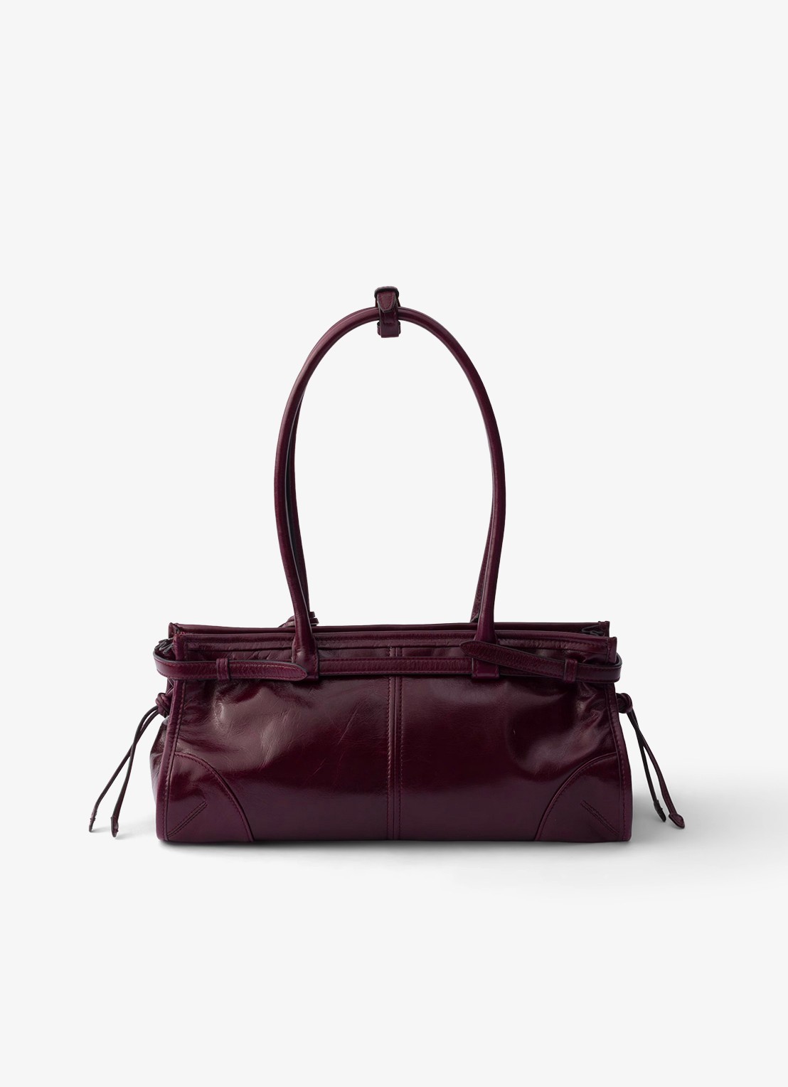 Prada Bonnie Medium schoudertas van kalfsleer - achterkant donkerrood