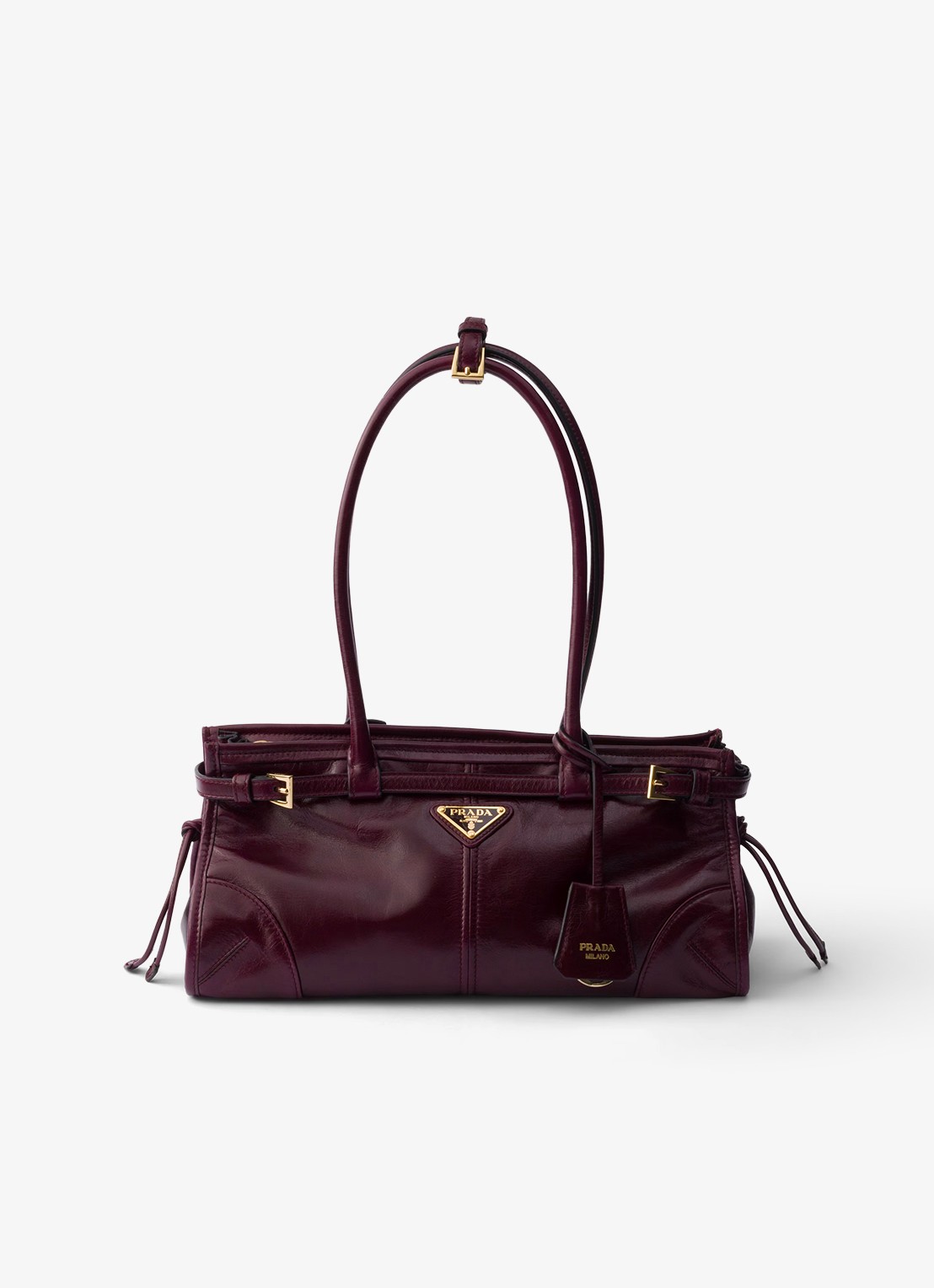 Prada Bonnie Medium schoudertas van kalfsleer - voorkant 2 donkerrood