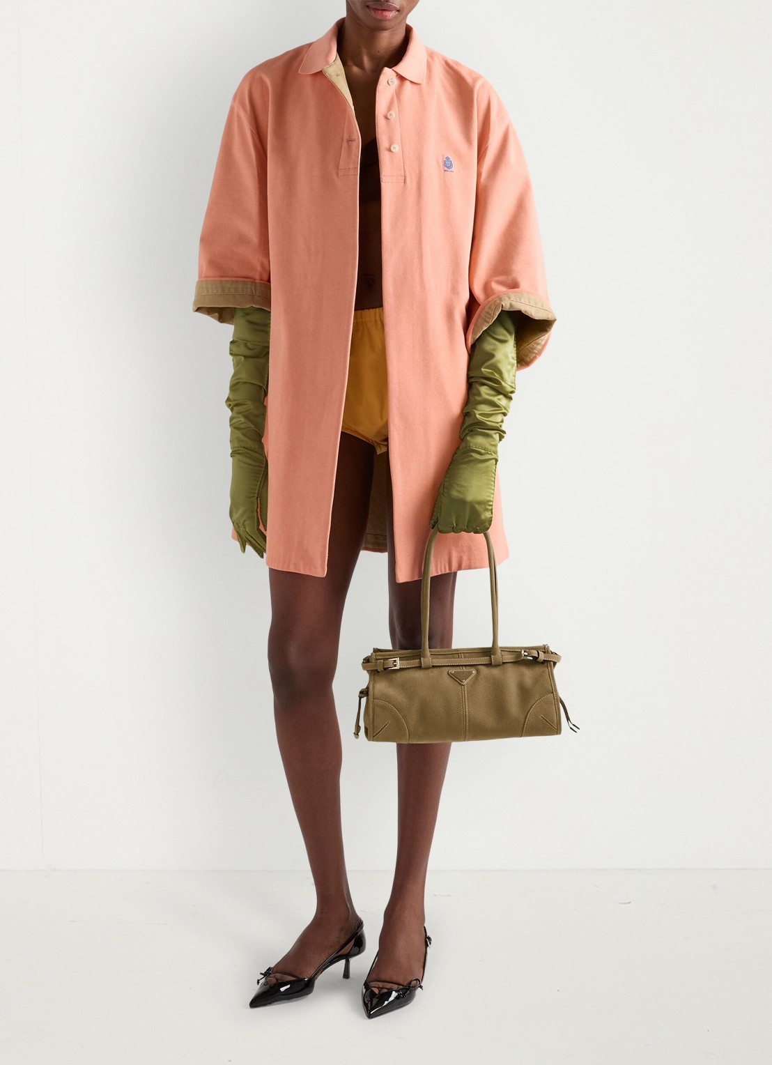 Prada Bonnie Medium schoudertas van nubuck - detail 6 khaki