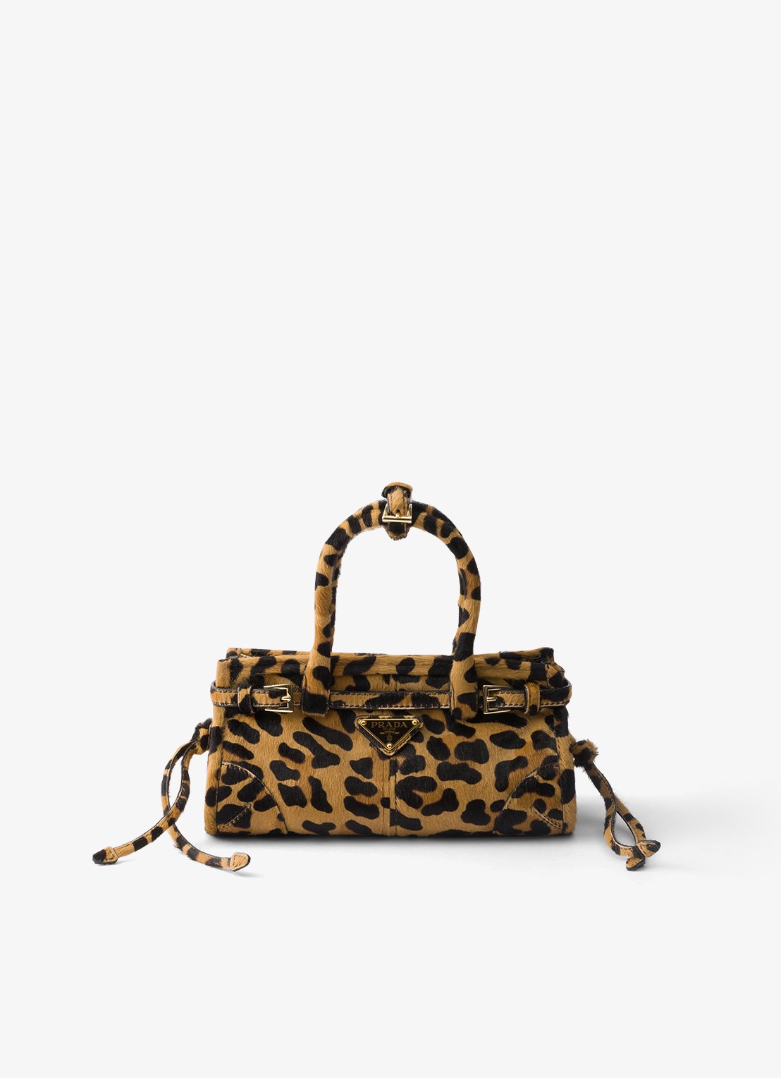Prada Bonnie Mini handtas van kalfsleer met ponyhair - voorkant gebroken wit