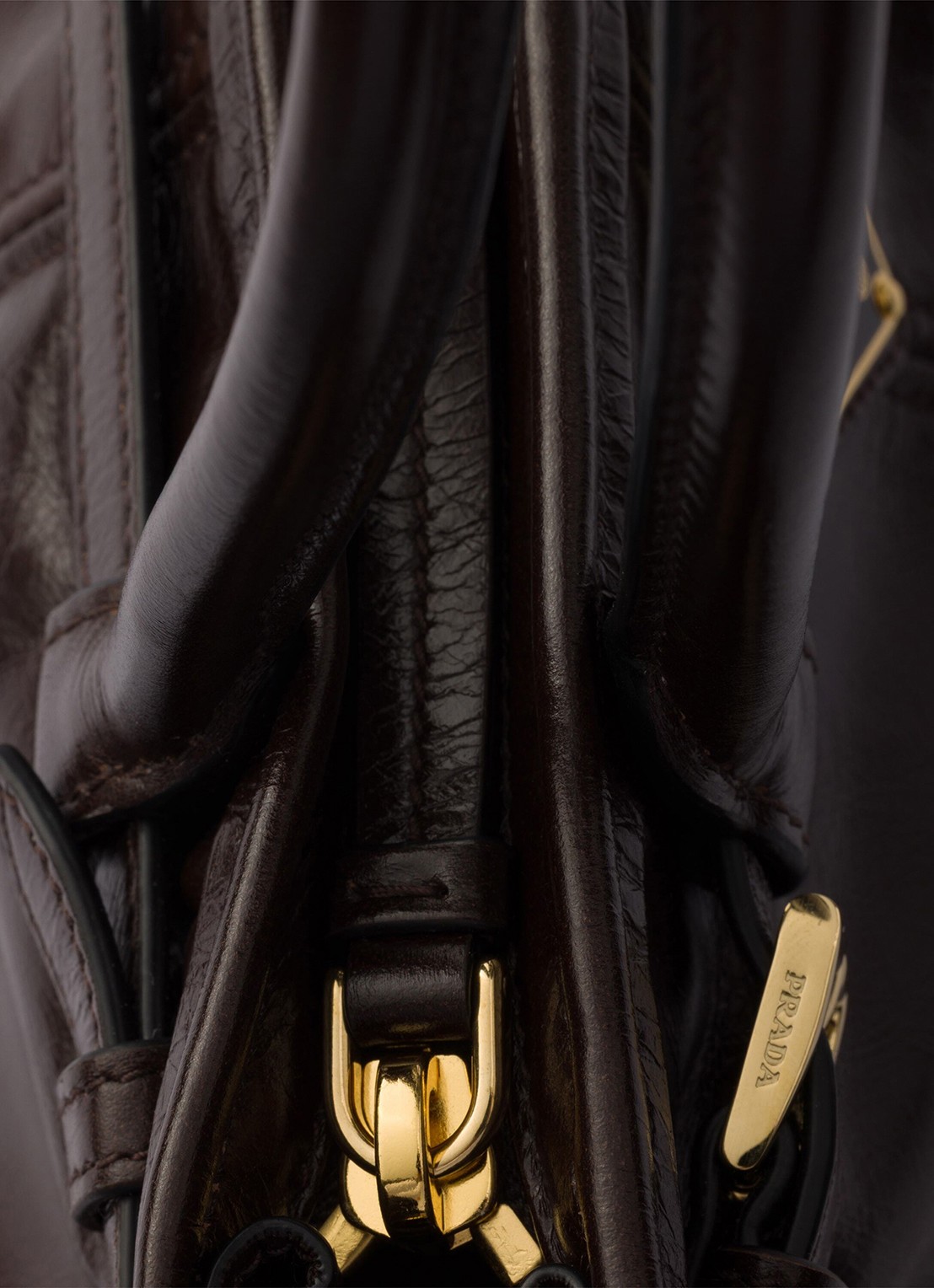 Prada Bonnie Mini handtas van kalfsleer - detail 2 donkerbruin