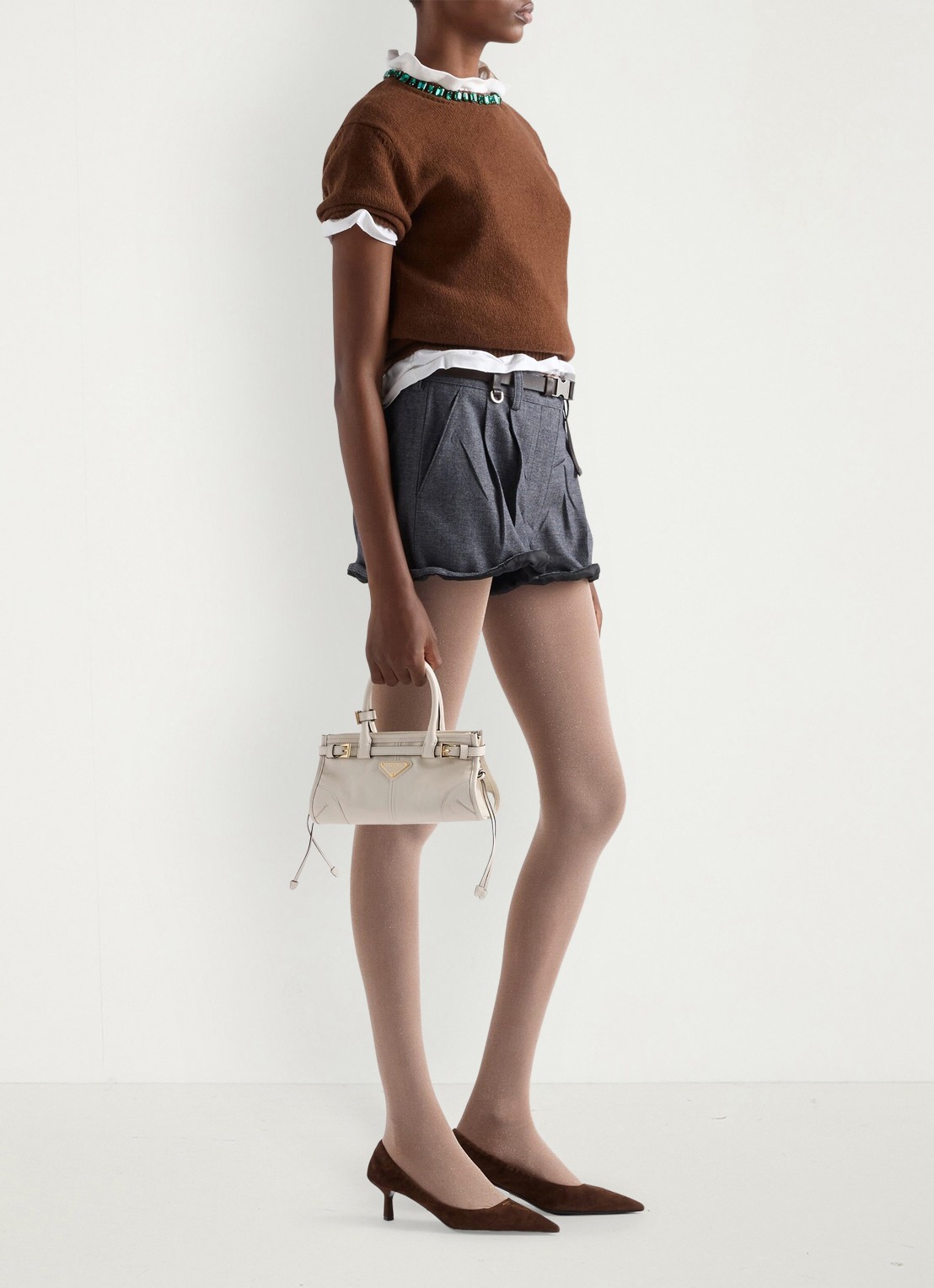Prada Bonnie Mini handtas van kalfsleer - voorkant 6 wit