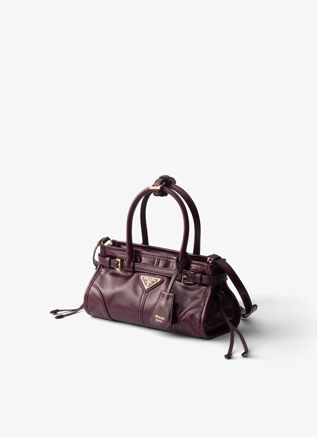 Prada Bonnie Mini handtas van kalfsleer - voorkant 6 bordeauxrood