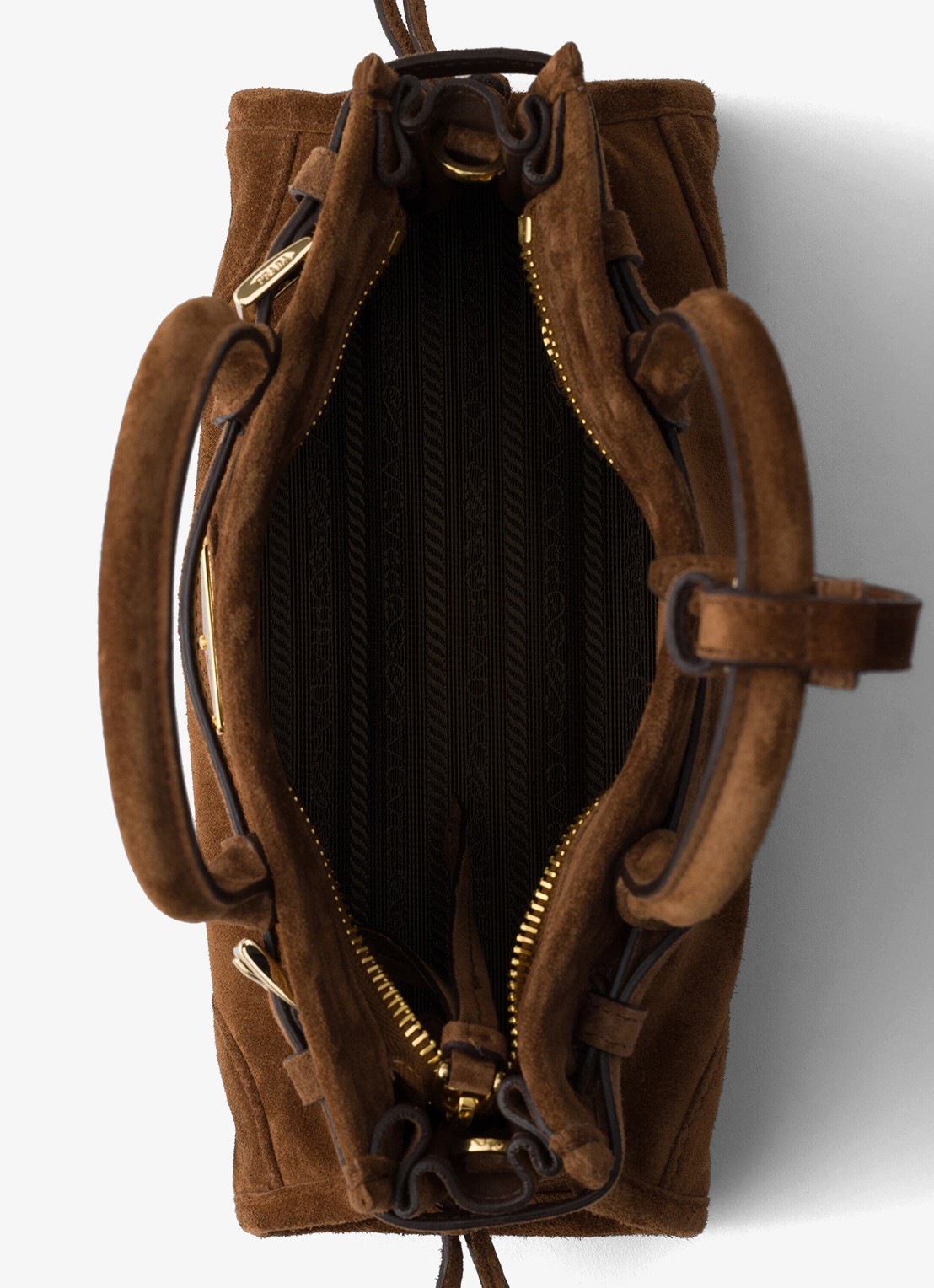 Prada Bonnie Mini handtas van kalfssuède - detail bruin
