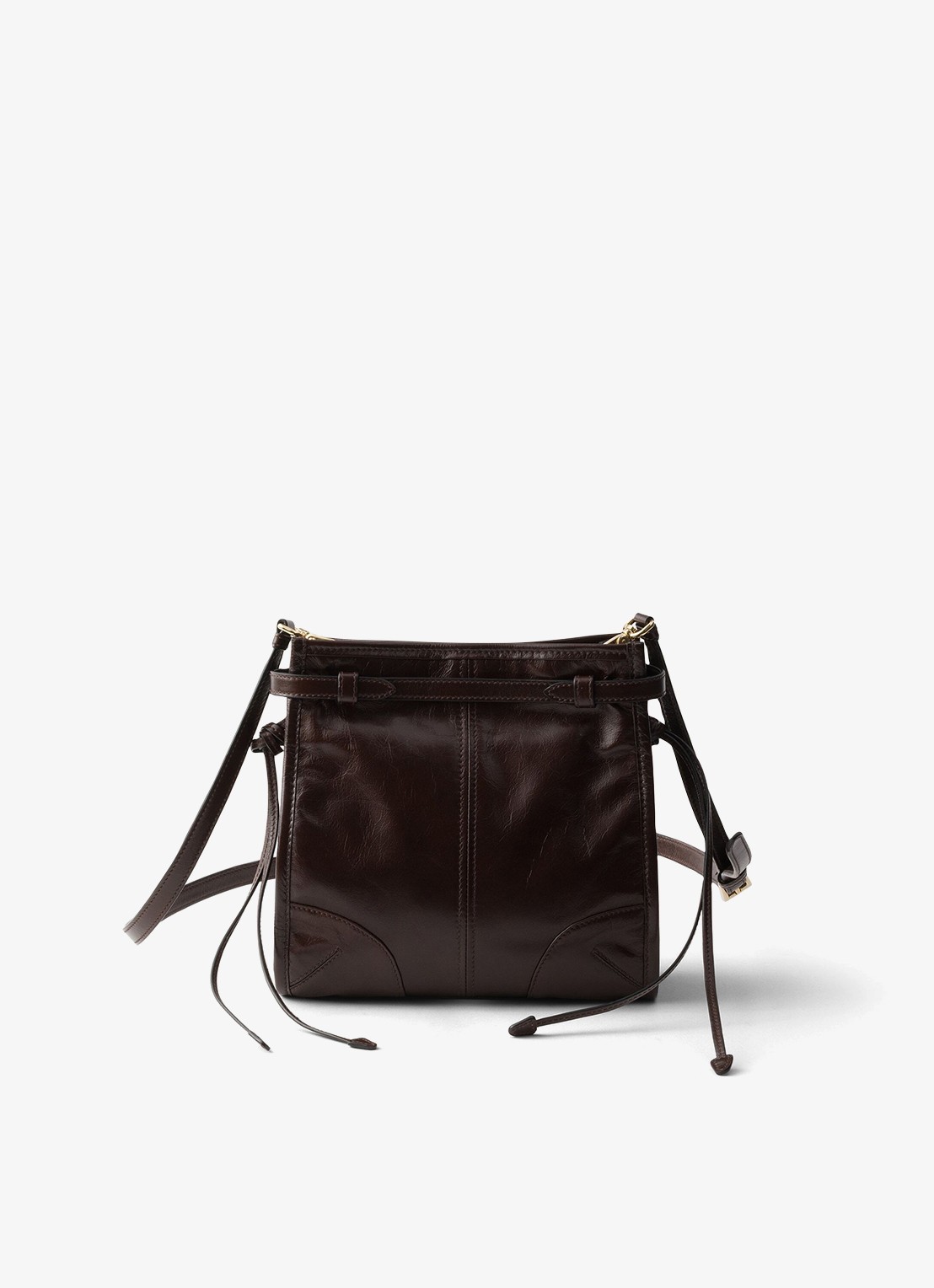 Prada Bonnie Mini schoudertas van kalfsleer - achterkant donkerbruin