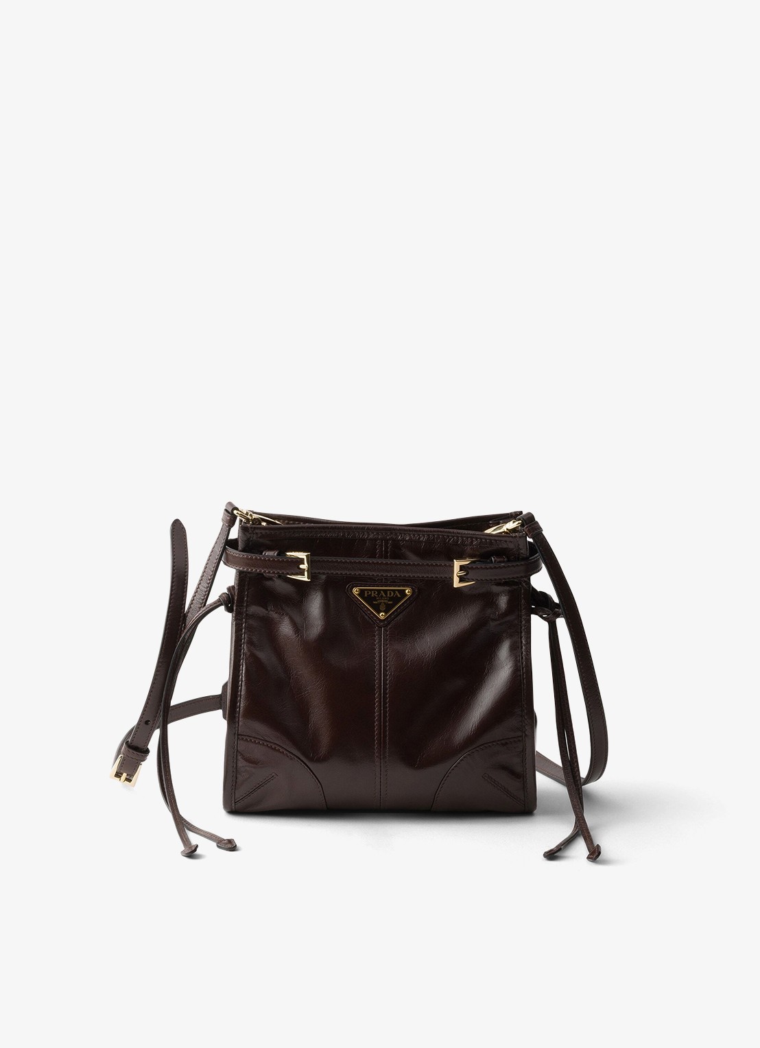 Prada Bonnie Mini schoudertas van kalfsleer - voorkant 2 donkerbruin