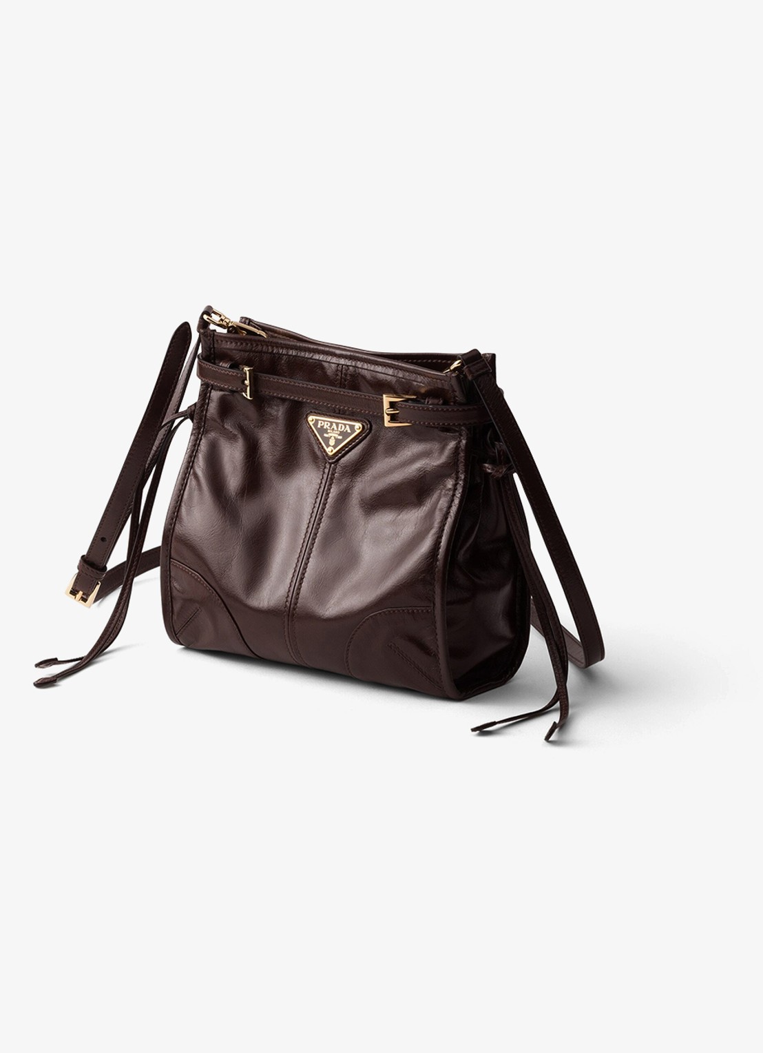 Prada Bonnie Mini schoudertas van kalfsleer - voorkant 3 donkerbruin
