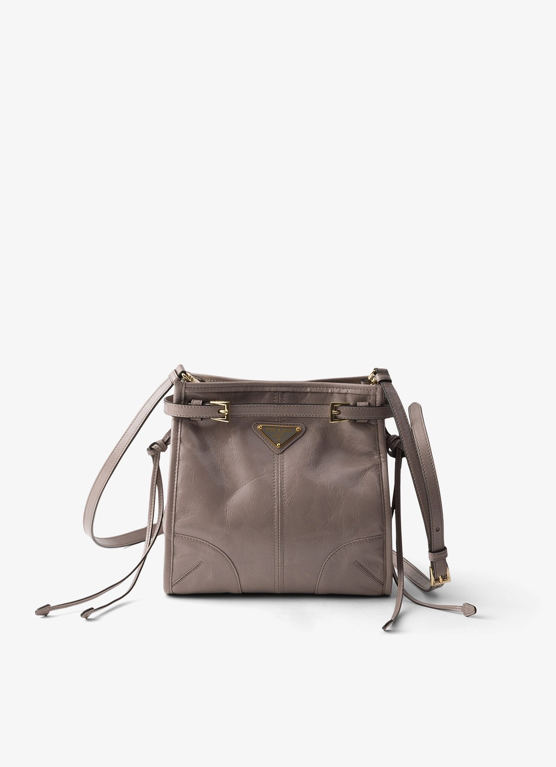Prada Bonnie Mini schoudertas van kalfsleer - voorkant taupe
