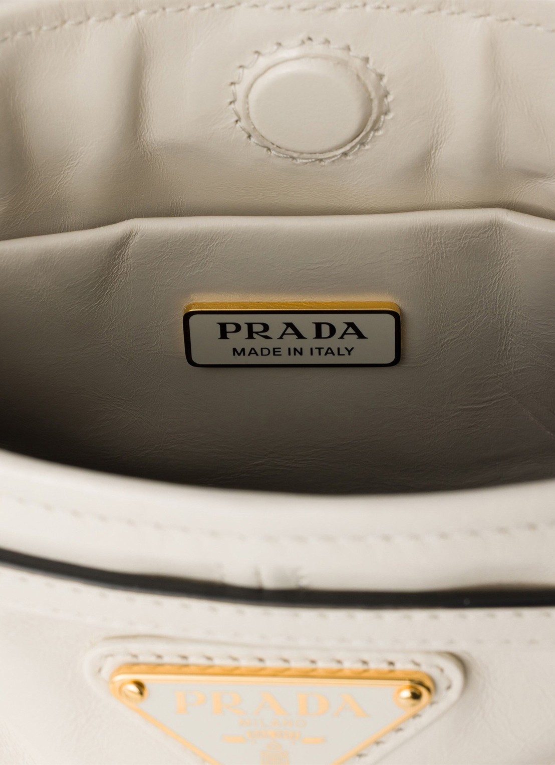 Prada Bonnie Mini schoudertas van kalfsleer - detail wit