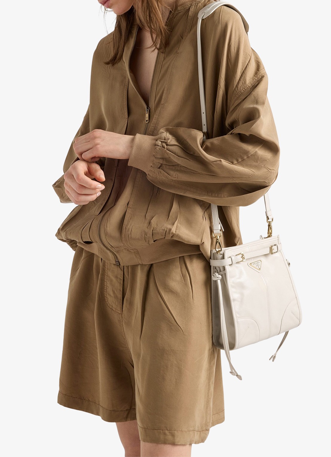 Prada Bonnie Mini schoudertas van kalfsleer - voorkant 6 wit
