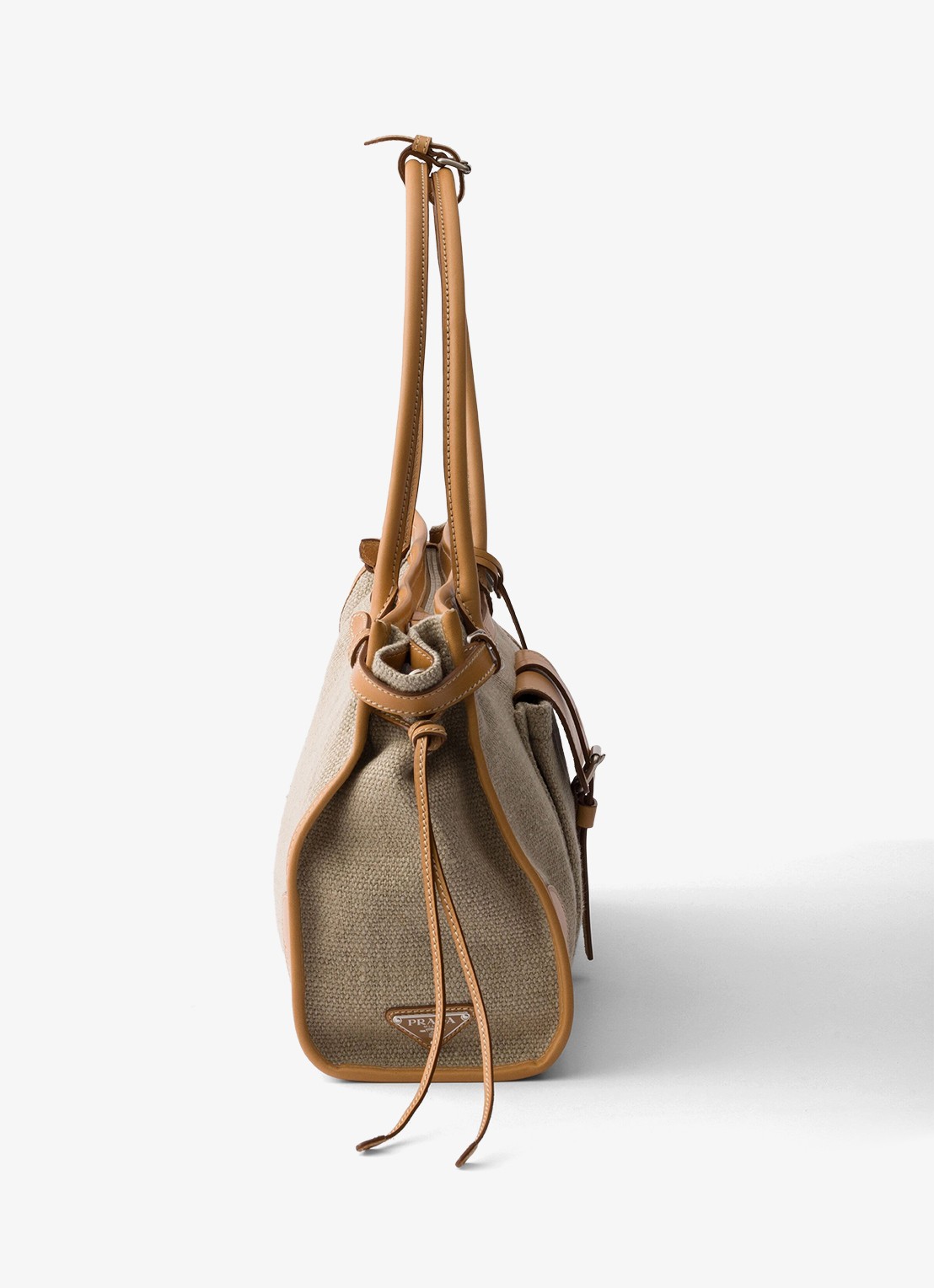 Prada Bonnie schoudertas met leren details - detail zand