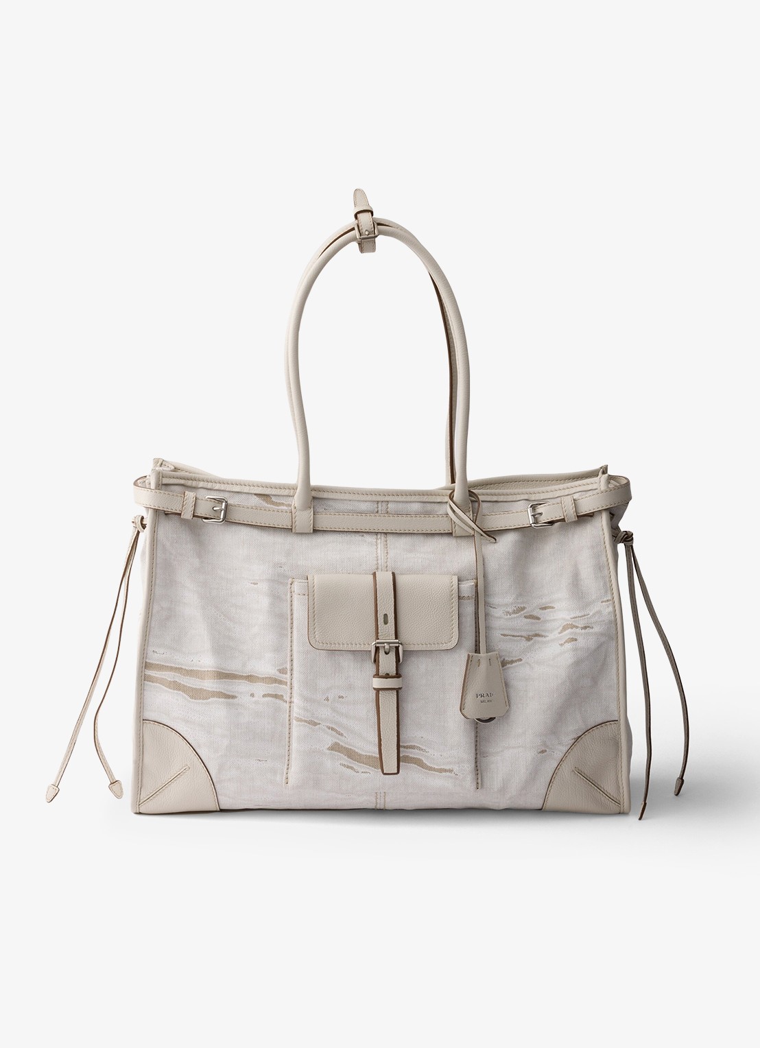 Prada Bonnie schoudertas met leren details - voorkant 6 wit