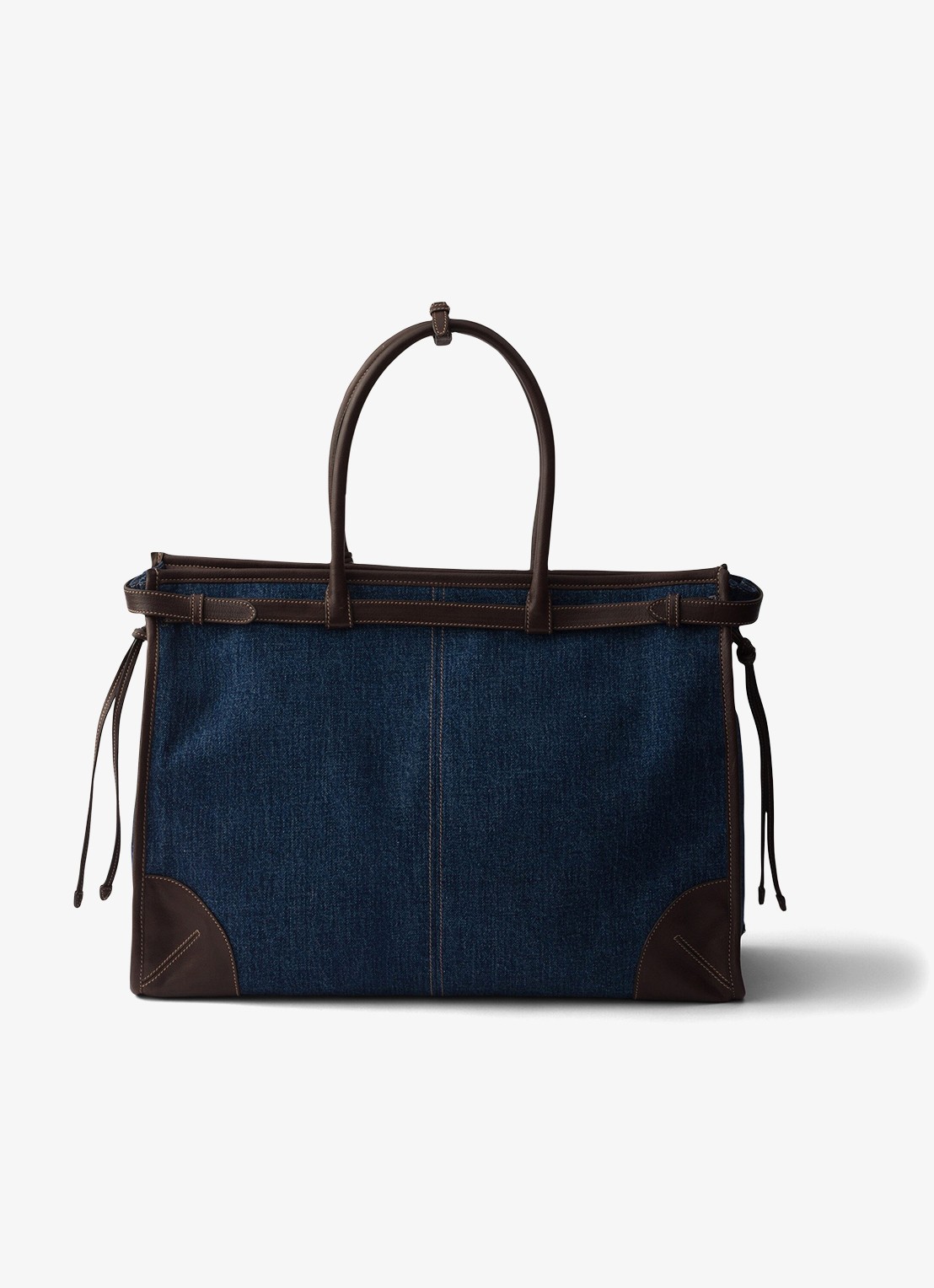 Prada Bonnie schoudertas van denim met leren details - achterkant 3 indigo