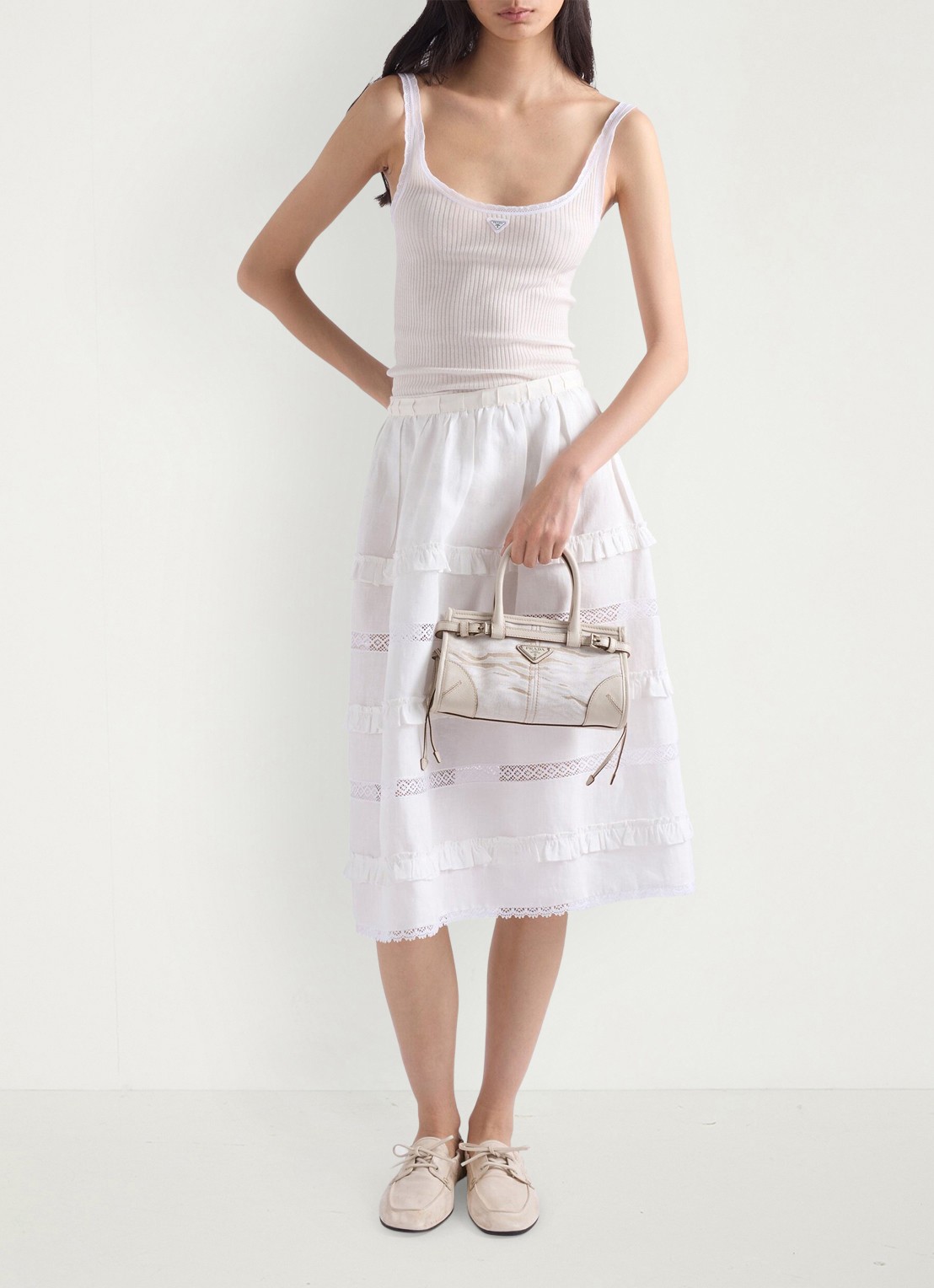 Prada Bonnie Small handtas met leren details - detail 5 wit