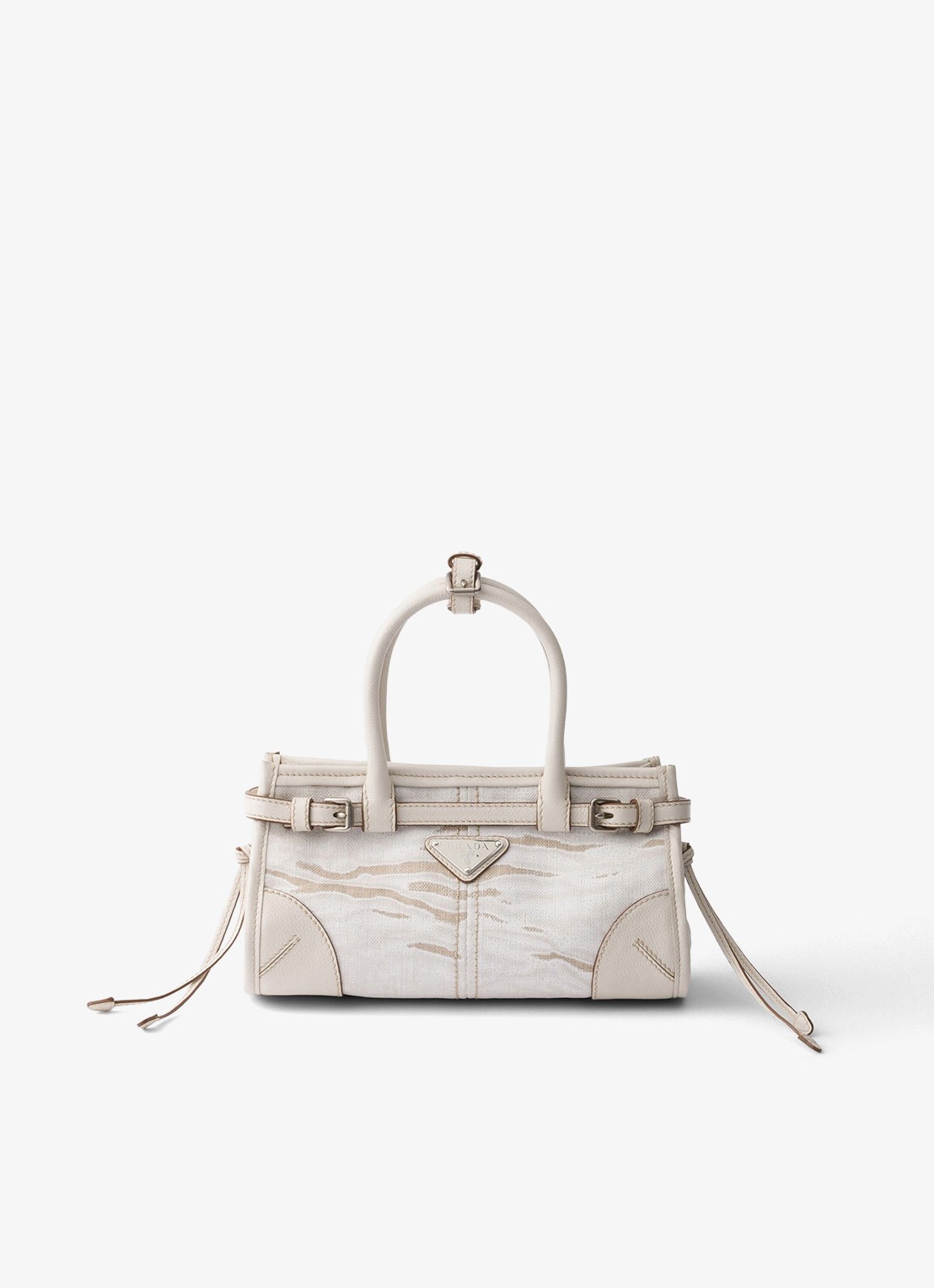 Prada Bonnie Small handtas met leren details - voorkant 6 wit