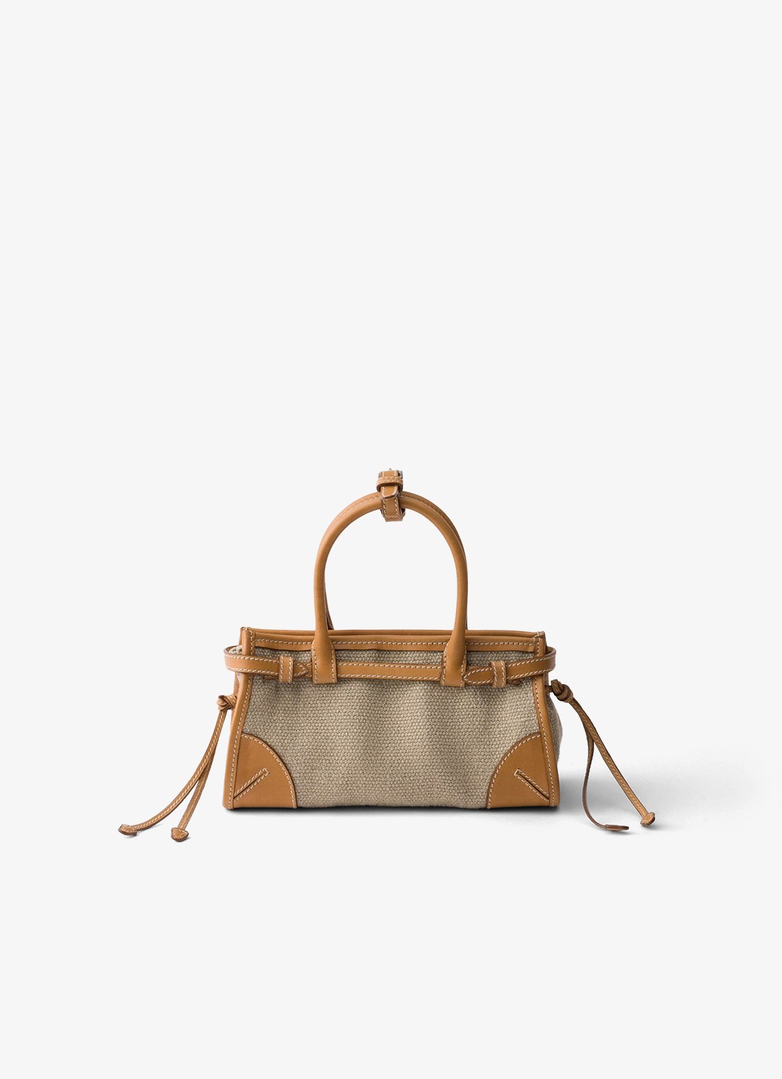 Prada Bonnie Small handtas met leren details - achterkant 7 zand