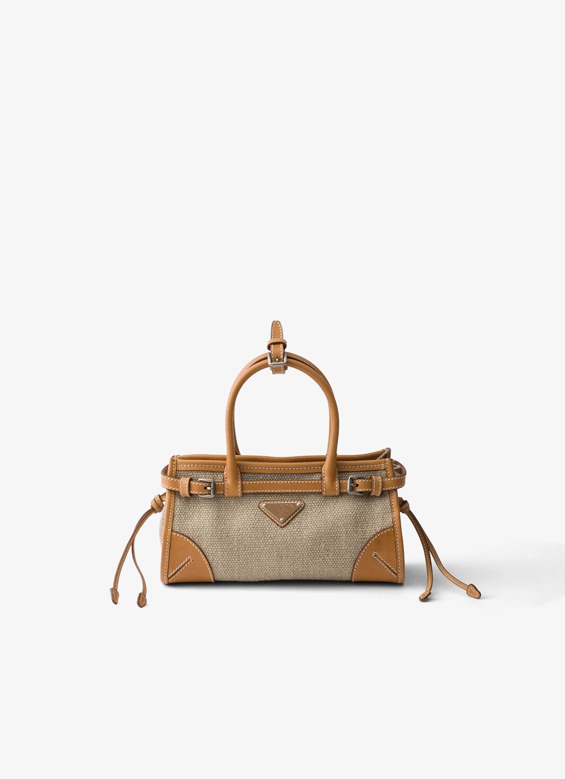 Prada Bonnie Small handtas met leren details - voorkant 5 zand