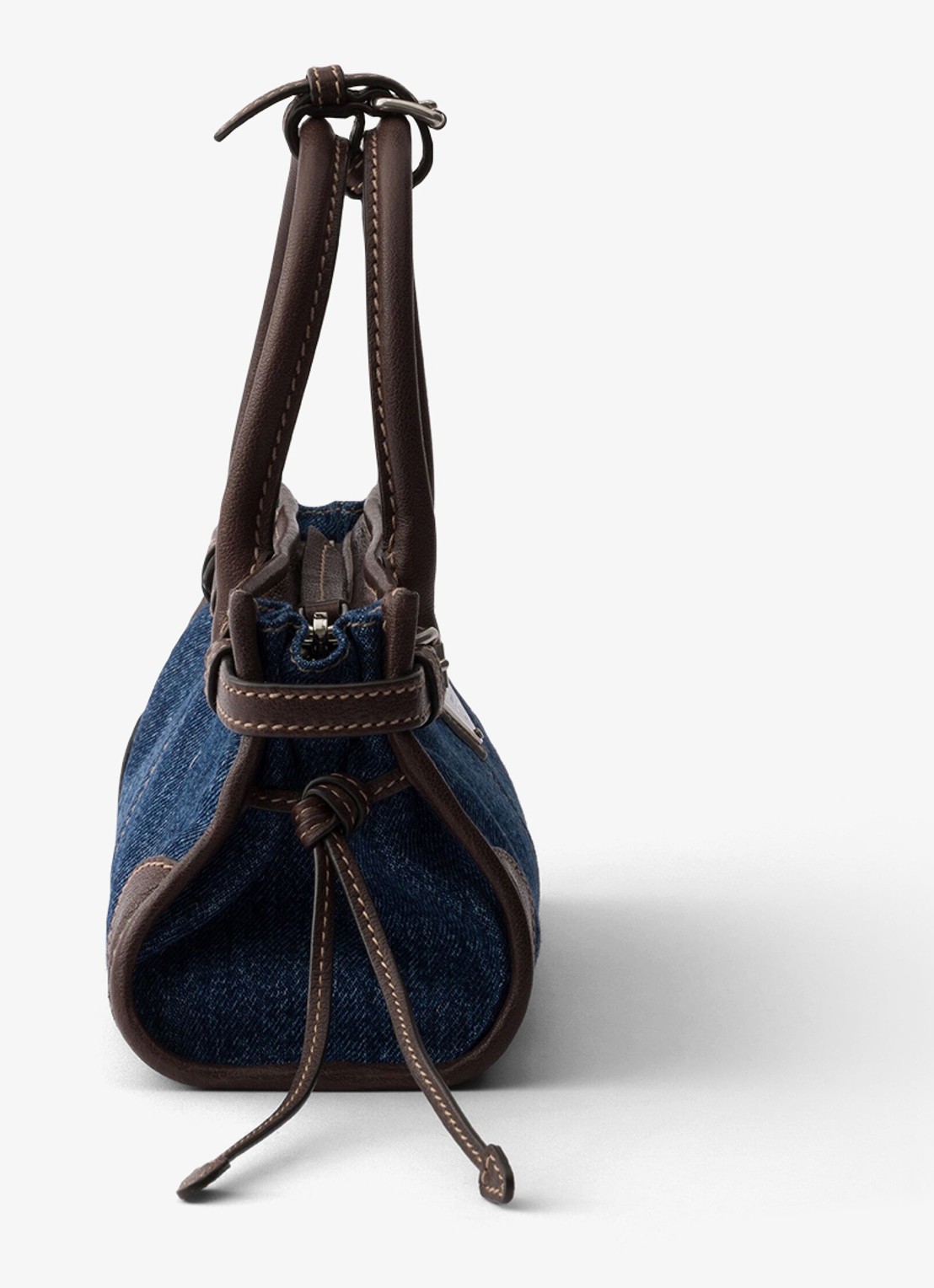 Prada Bonnie Small handtas van denim met leren details - detail 2 indigo