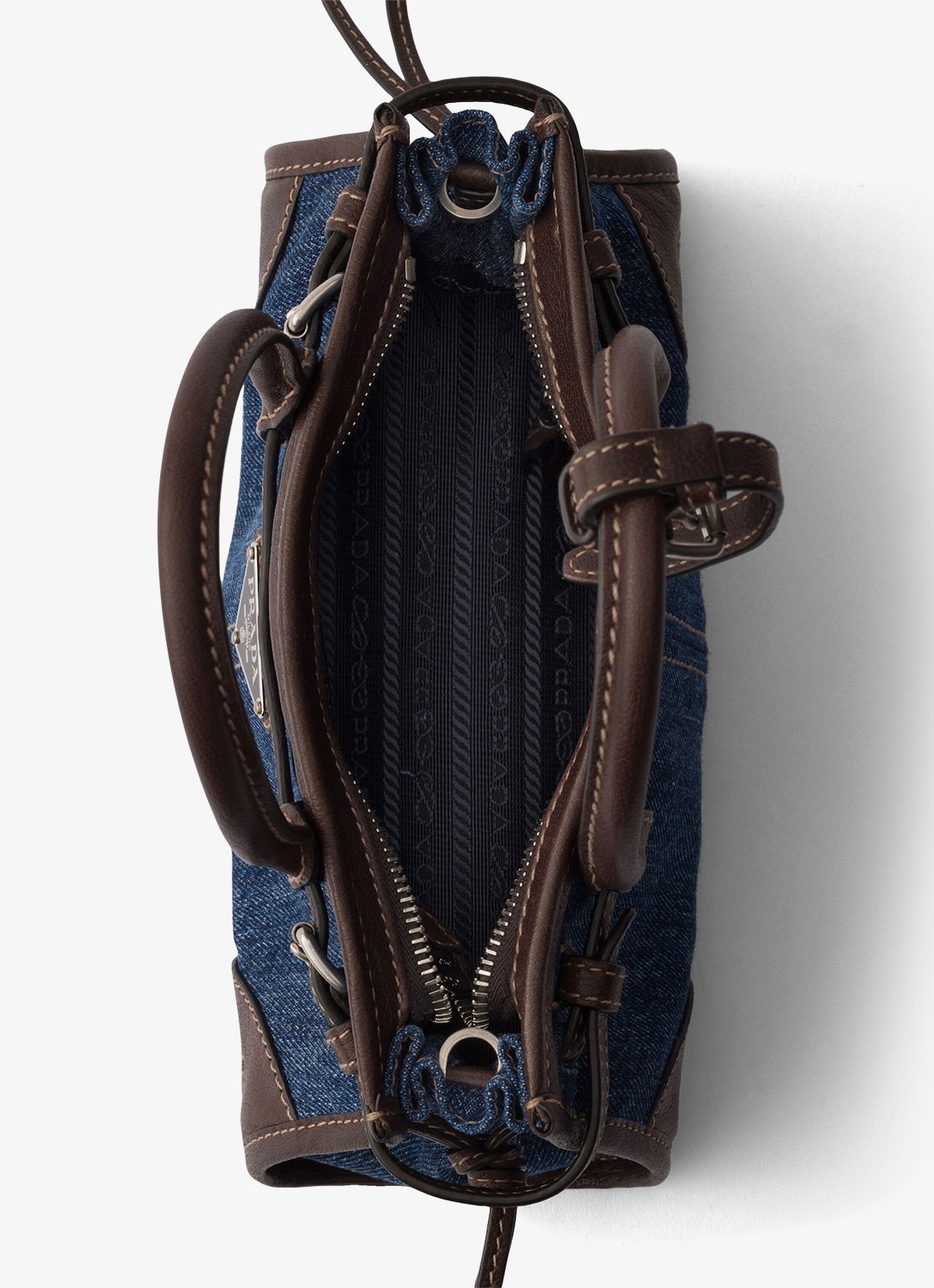 Prada Bonnie Small handtas van denim met leren details - detail 3 indigo