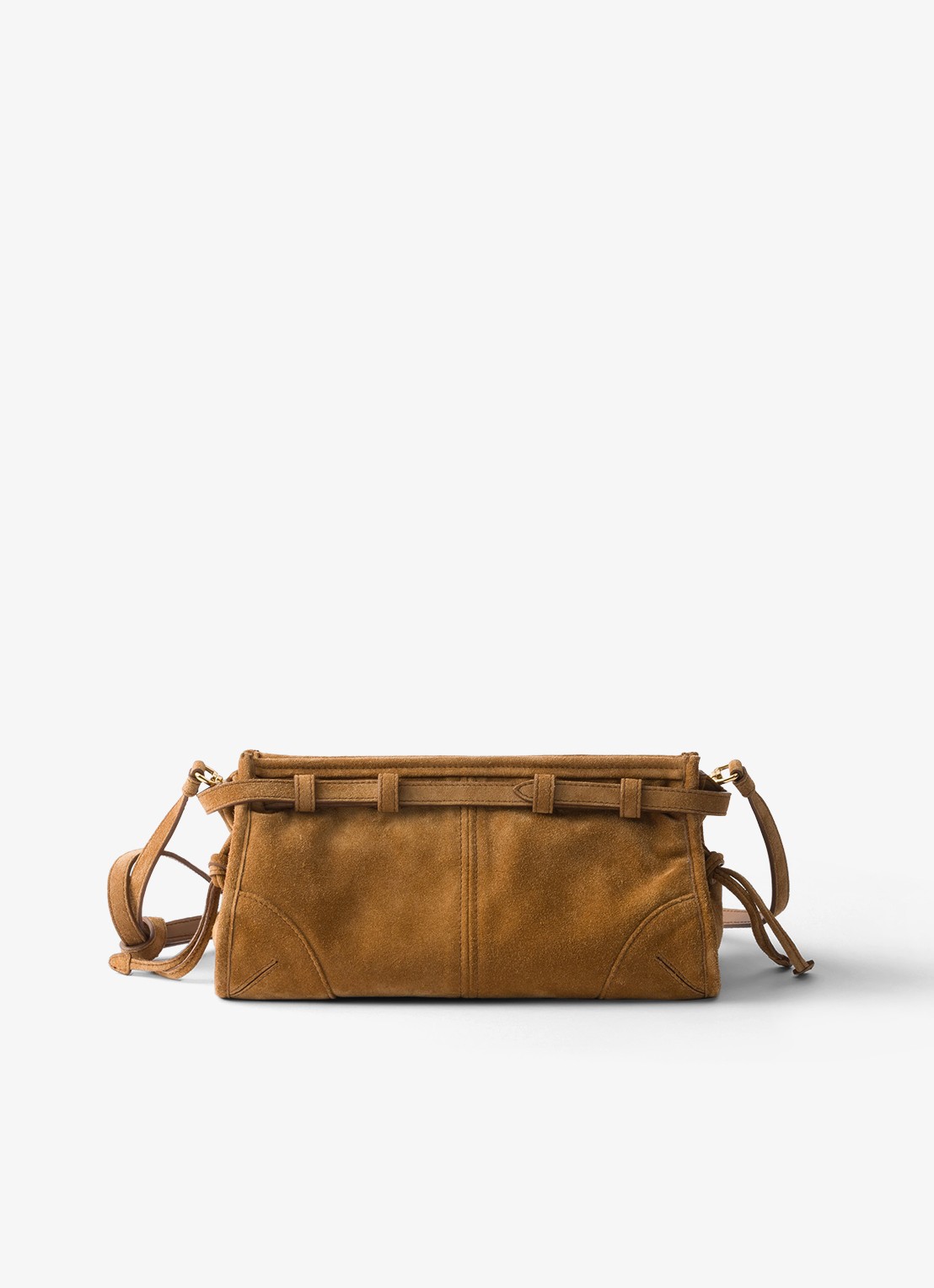 Prada Bonnie Small schoudertas van kalfssuède - achterkant camel