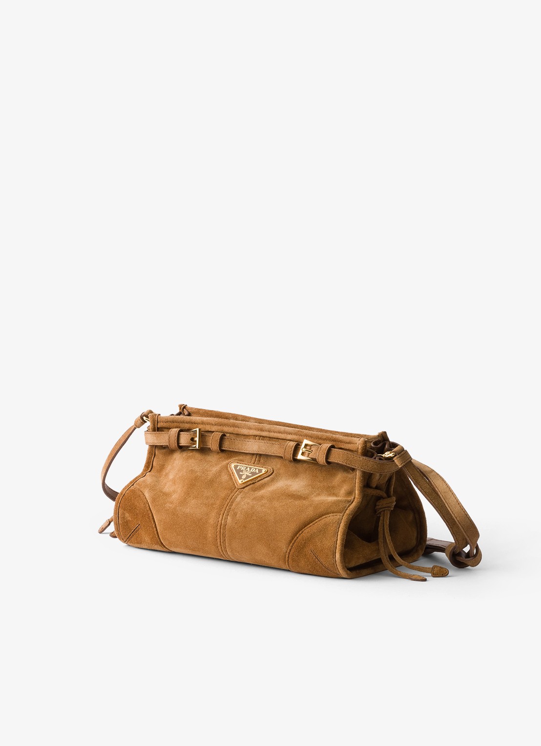 Prada Bonnie Small schoudertas van kalfssuède - voorkant 3 camel