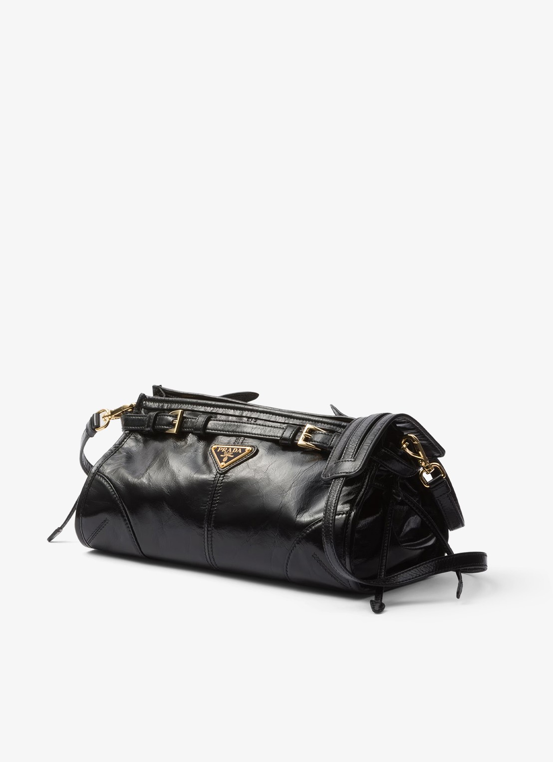 Prada Bonnie Small schoudertas van leer met afneembare schouderriem - detail zwart