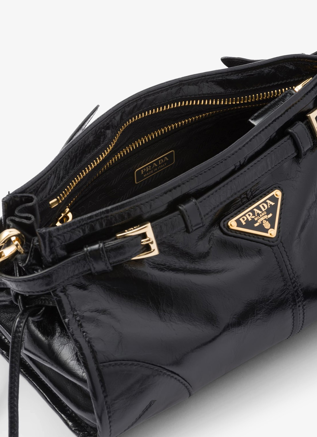 Prada Bonnie Small schoudertas van leer met afneembare schouderriem - detail 2 zwart