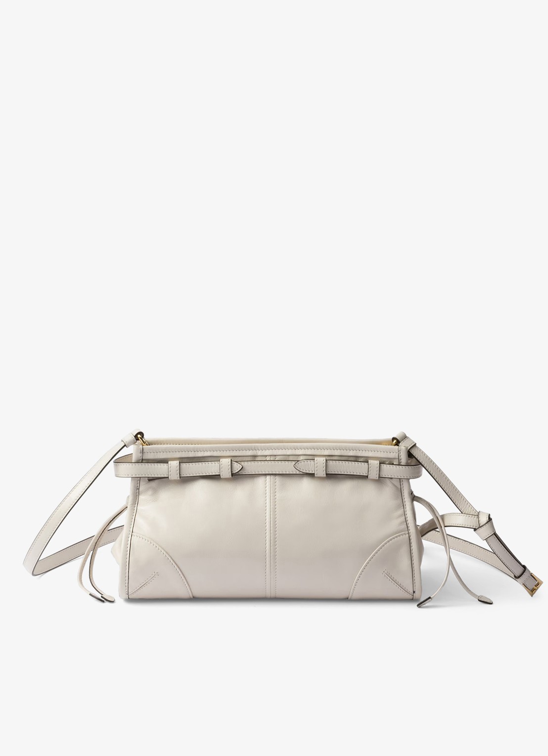 Prada Bonnie Small schoudertas van leer met afneembare schouderriem - achterkant 7 gebroken wit